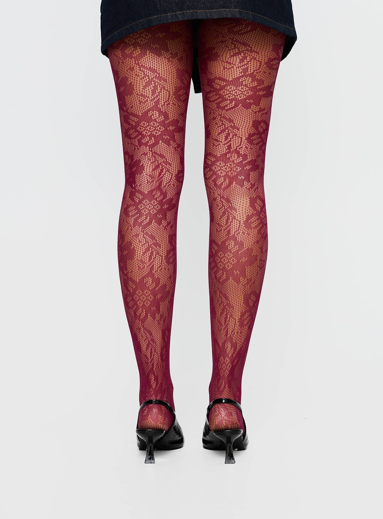 Ammelia Sheer Lace Tights Red women's tights by Ellevoria