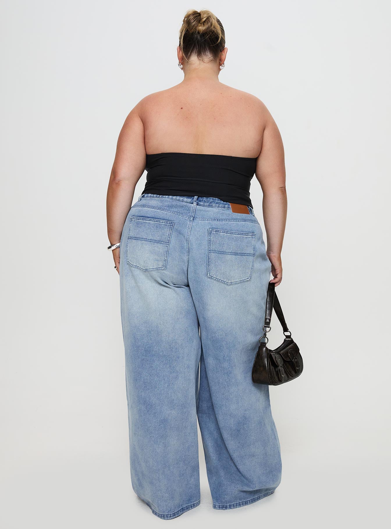 Naylor Mid Rise Wide Leg Jeans Light Wash Denim Curve women's denim jeans by Ellevoria