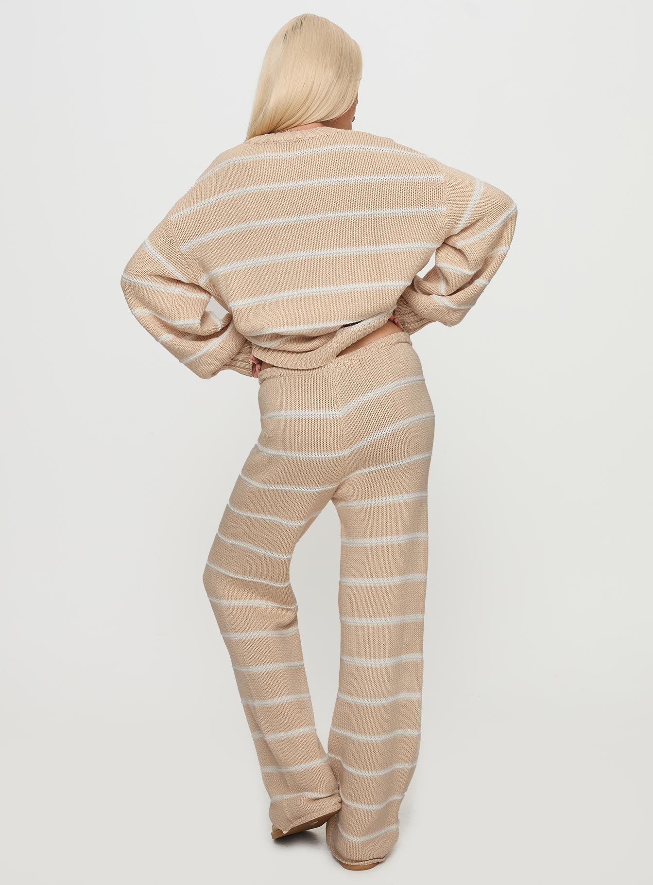 Read Your Mind Knit Pant Cream Stripe women's pant set by Ellevoria