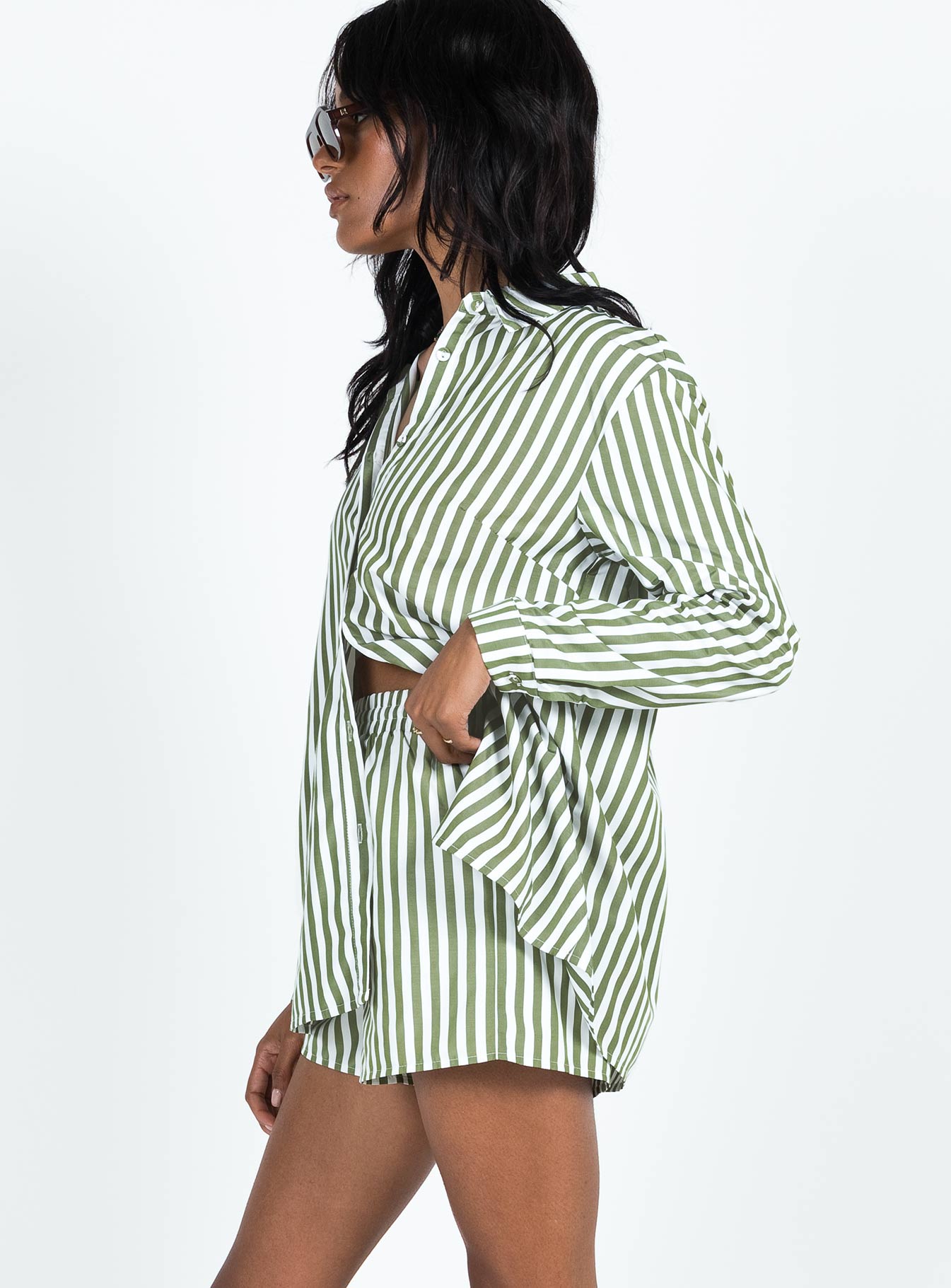 Chloe Set Dark Green - women's shirt by Ellevoria - view 5