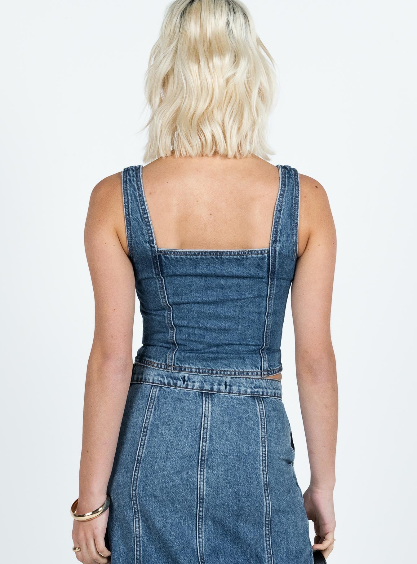 After Hours Corset Top Denim women's two piece set by Ellevoria