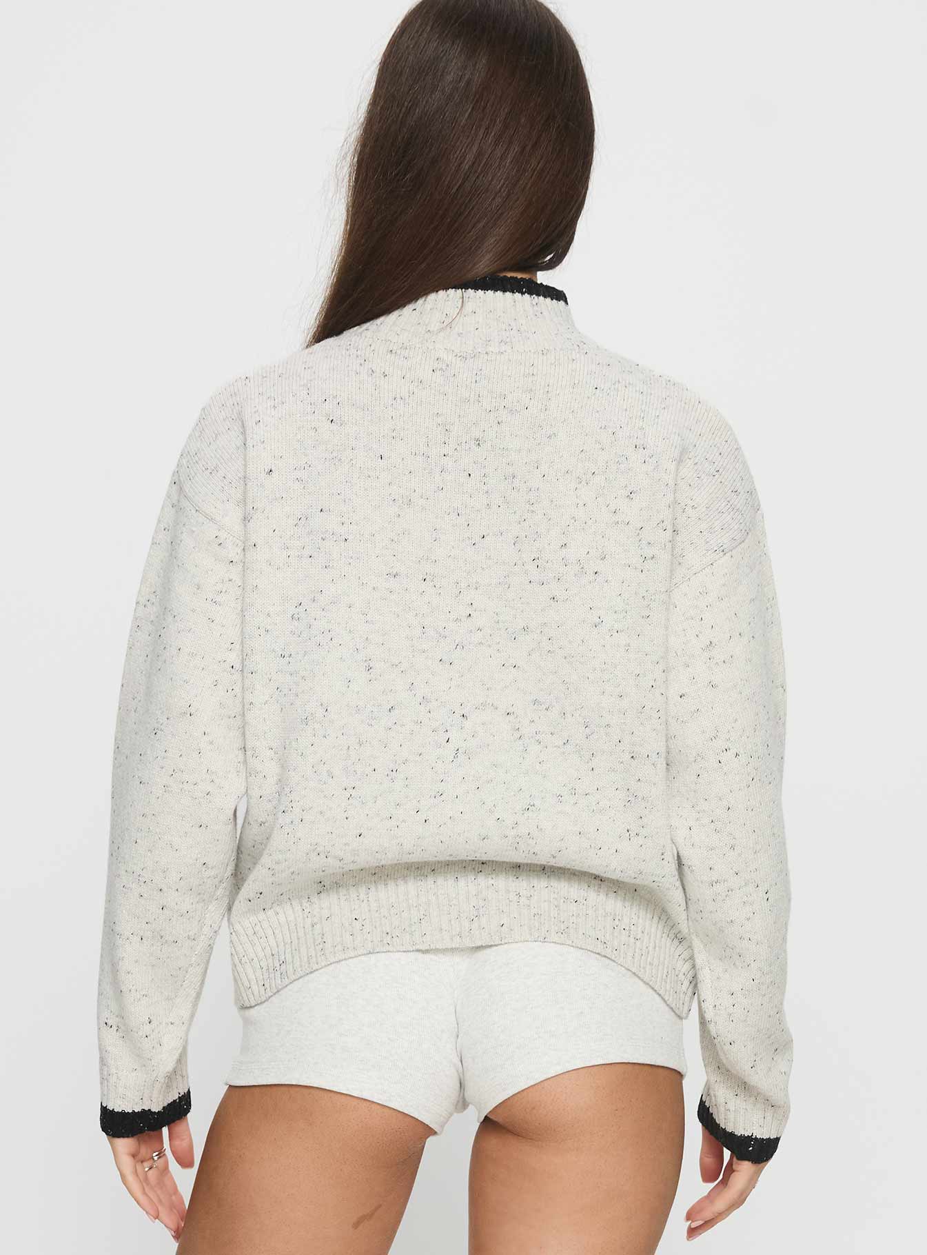 Overstayed Zip Through Cardigan Grey women's sweater by Ellevoria