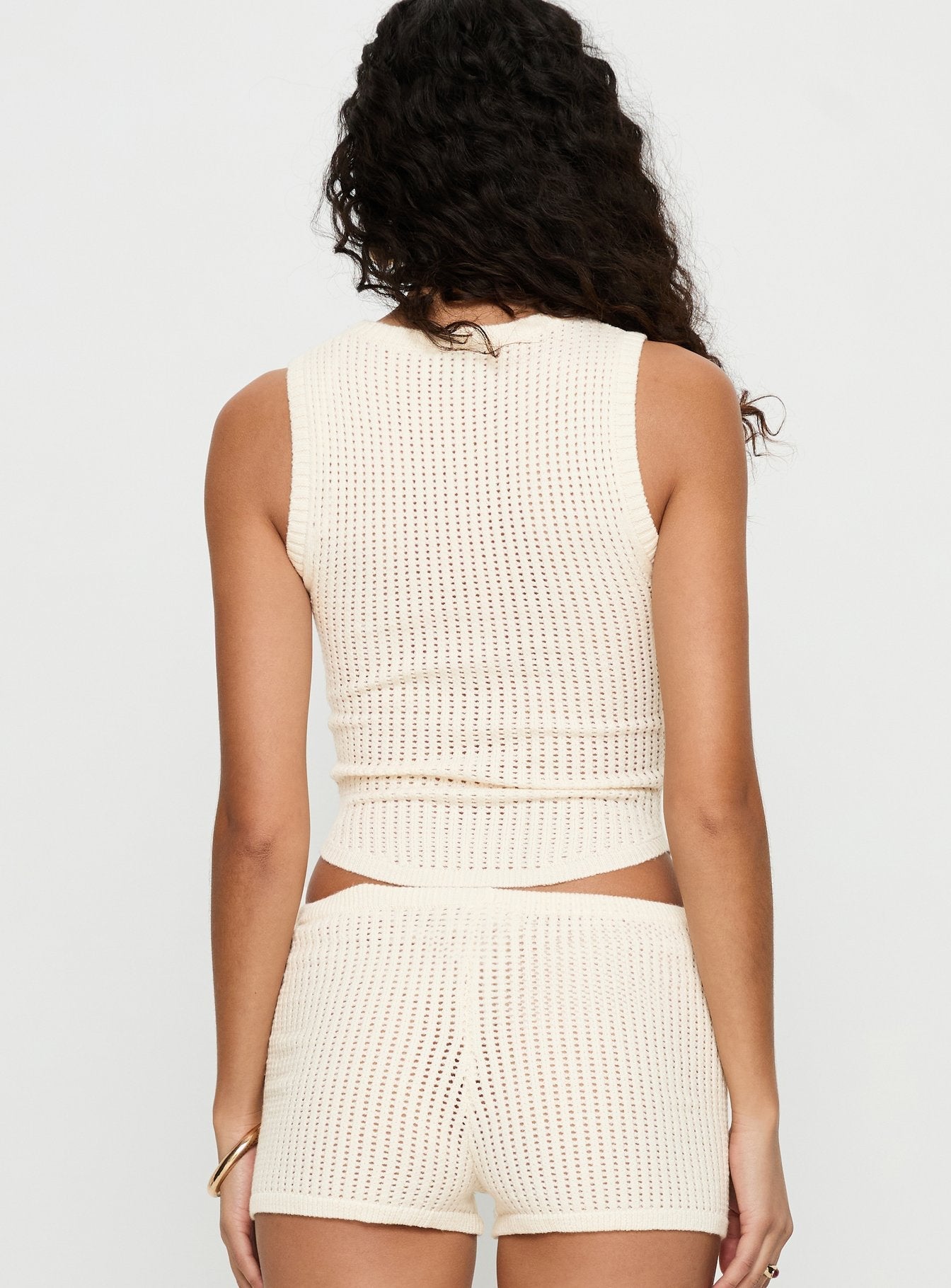 Leilah Crochet Tank Top Cream - women's top by Ellevoria - view 5