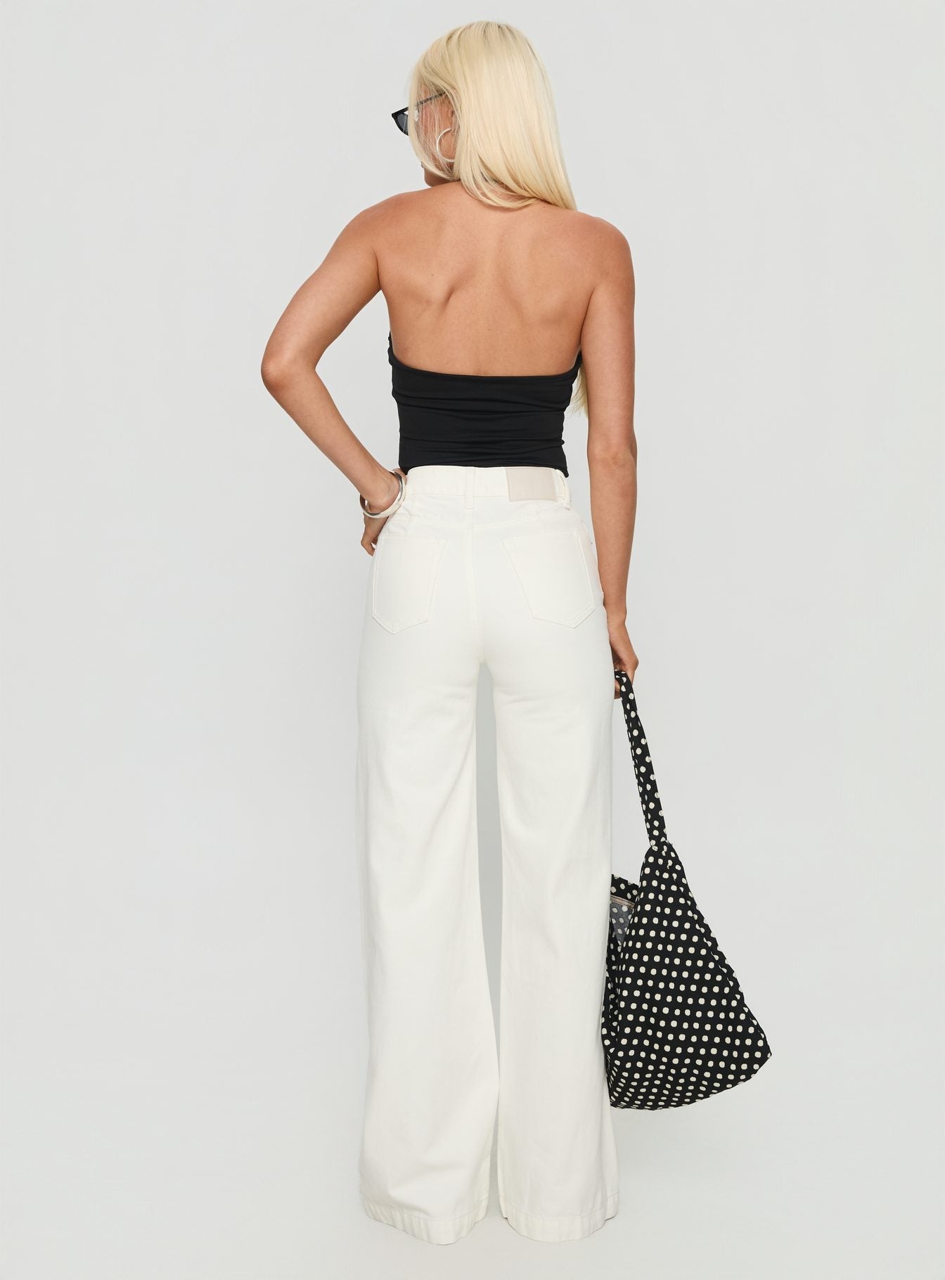 Goldie High Rise Wide Leg Jeans White women's denim jeans by Ellevoria