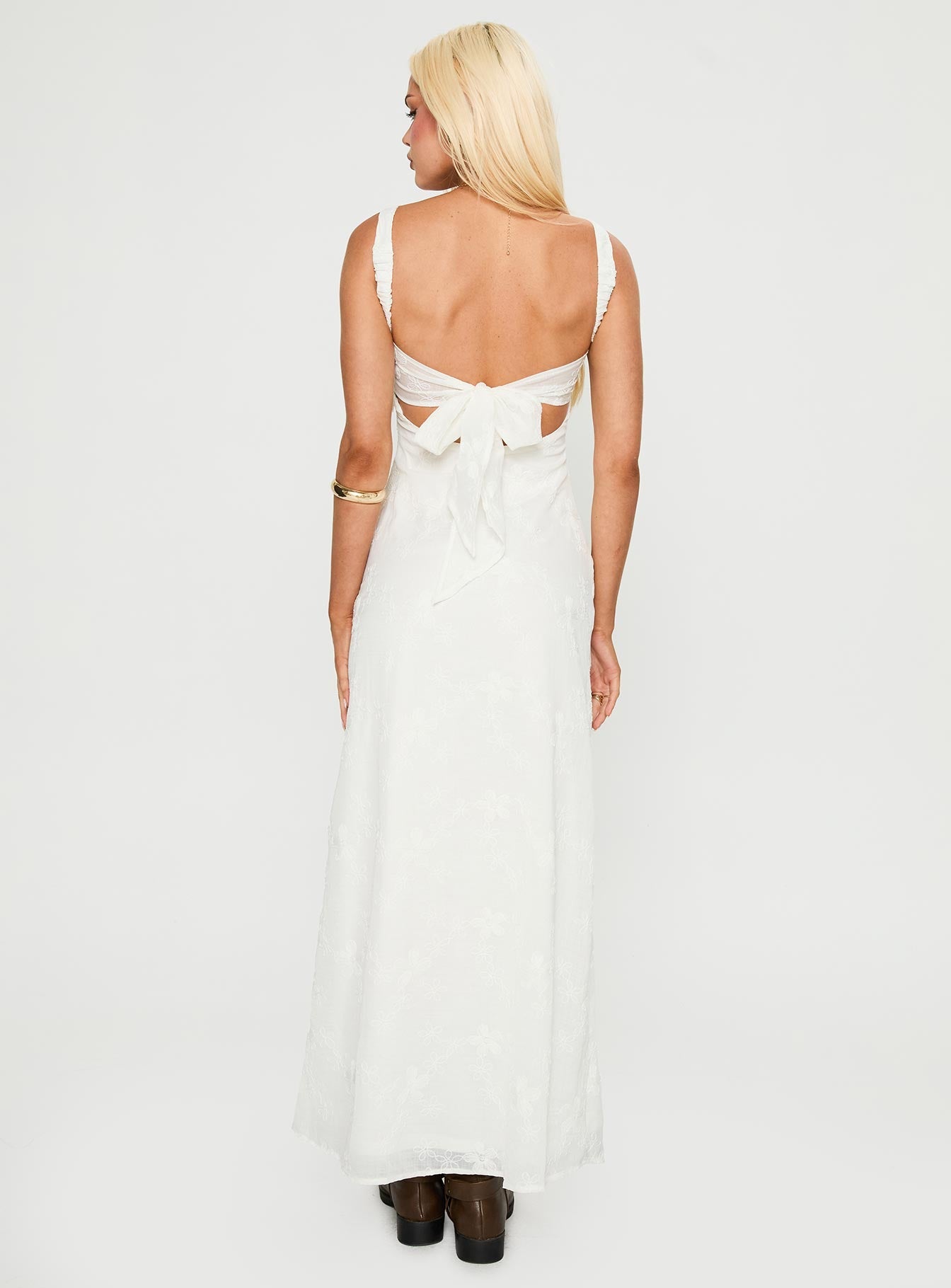 Maisone Broderie Maxi Dress White - women's maxi dress by Ellevoria - view 5