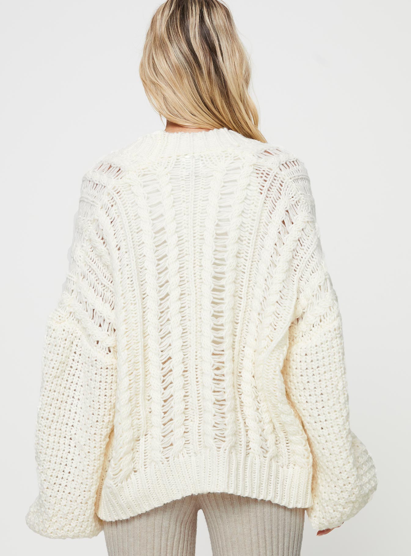Abner Cable Cardigan Cream women's sweater by Ellevoria