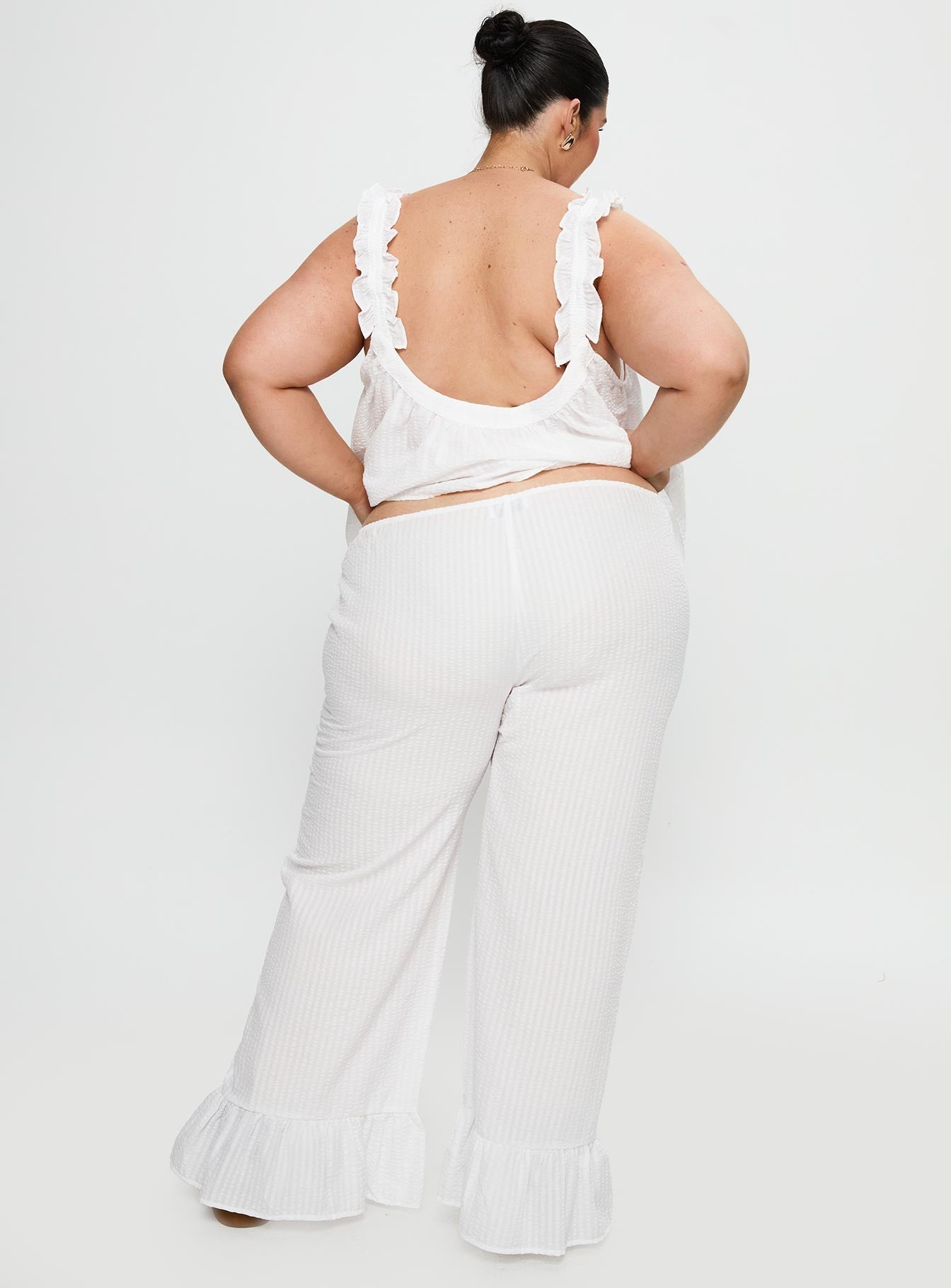 Santabelle Frill Pants White Curve women's pant set by Ellevoria