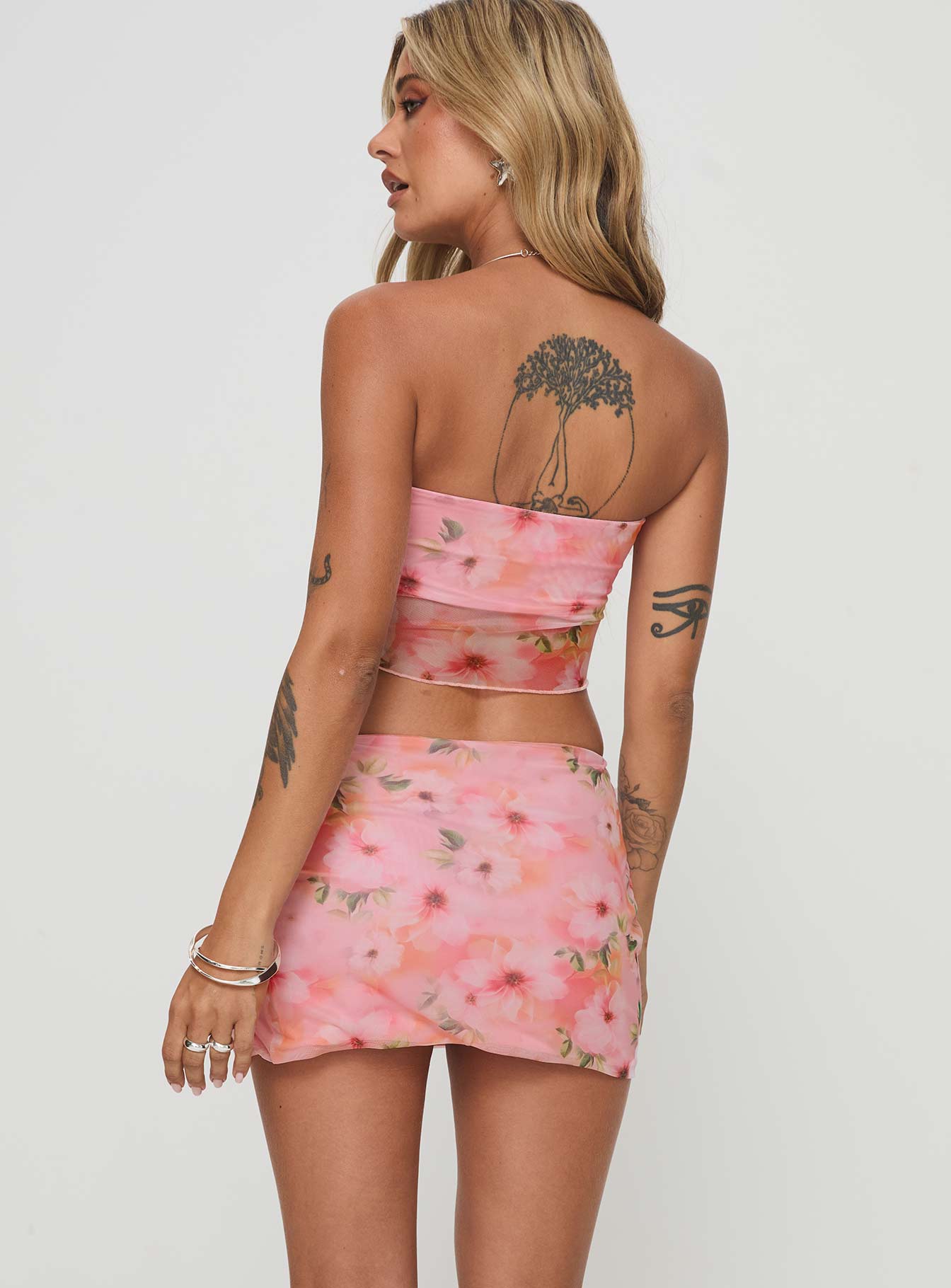 Corella Set Digital Pink Floral women's skirt set by Ellevoria