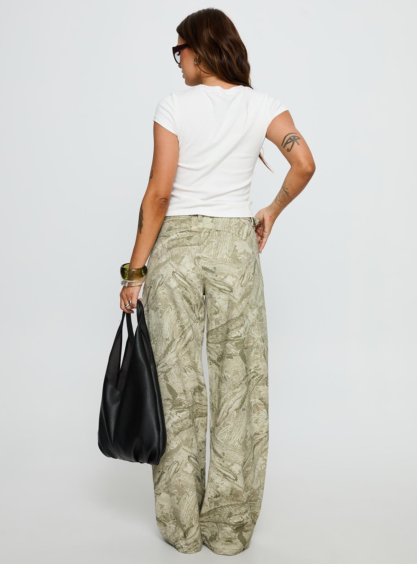 Mckinley Mid Rise Wide Leg Jeans Camouflage women's denim jeans by Ellevoria