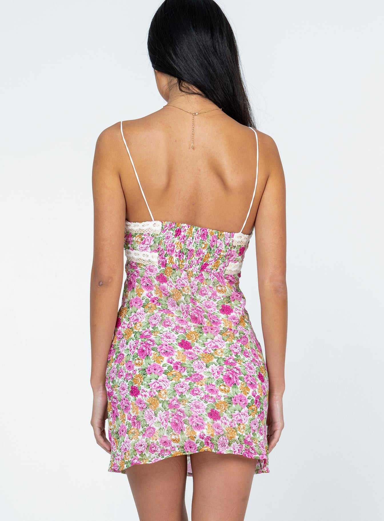 Emilee Mini Dress Pink Floral - women's fashion by Ellevoria - view 5