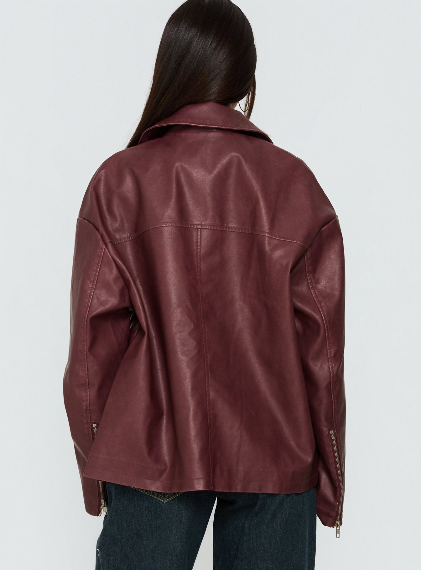 Napoleon Faux Leather Jacket Burgundy women's jacket by Ellevoria