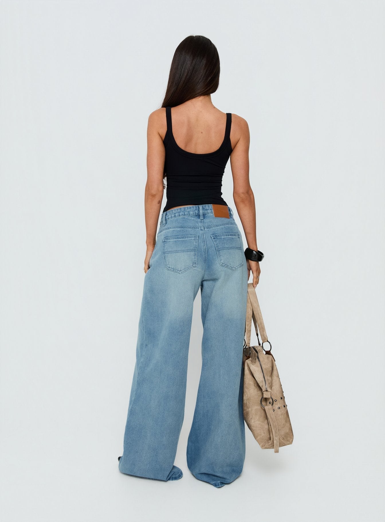 Naylor Mid Rise Wide Leg Jeans Light Blue Wash women's denim jeans by Ellevoria