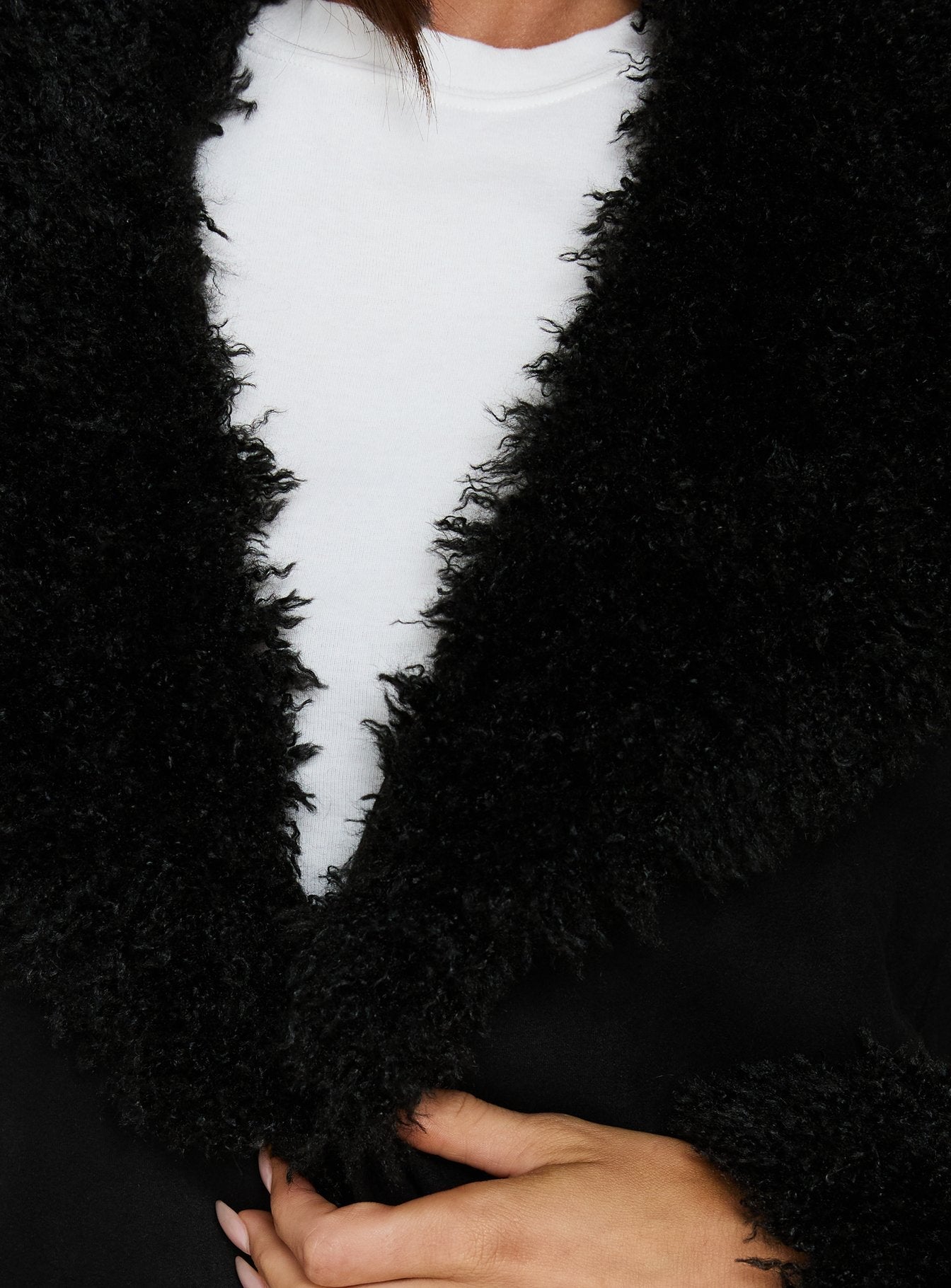 After Party Shearling Jacket Black women's jacket by Ellevoria