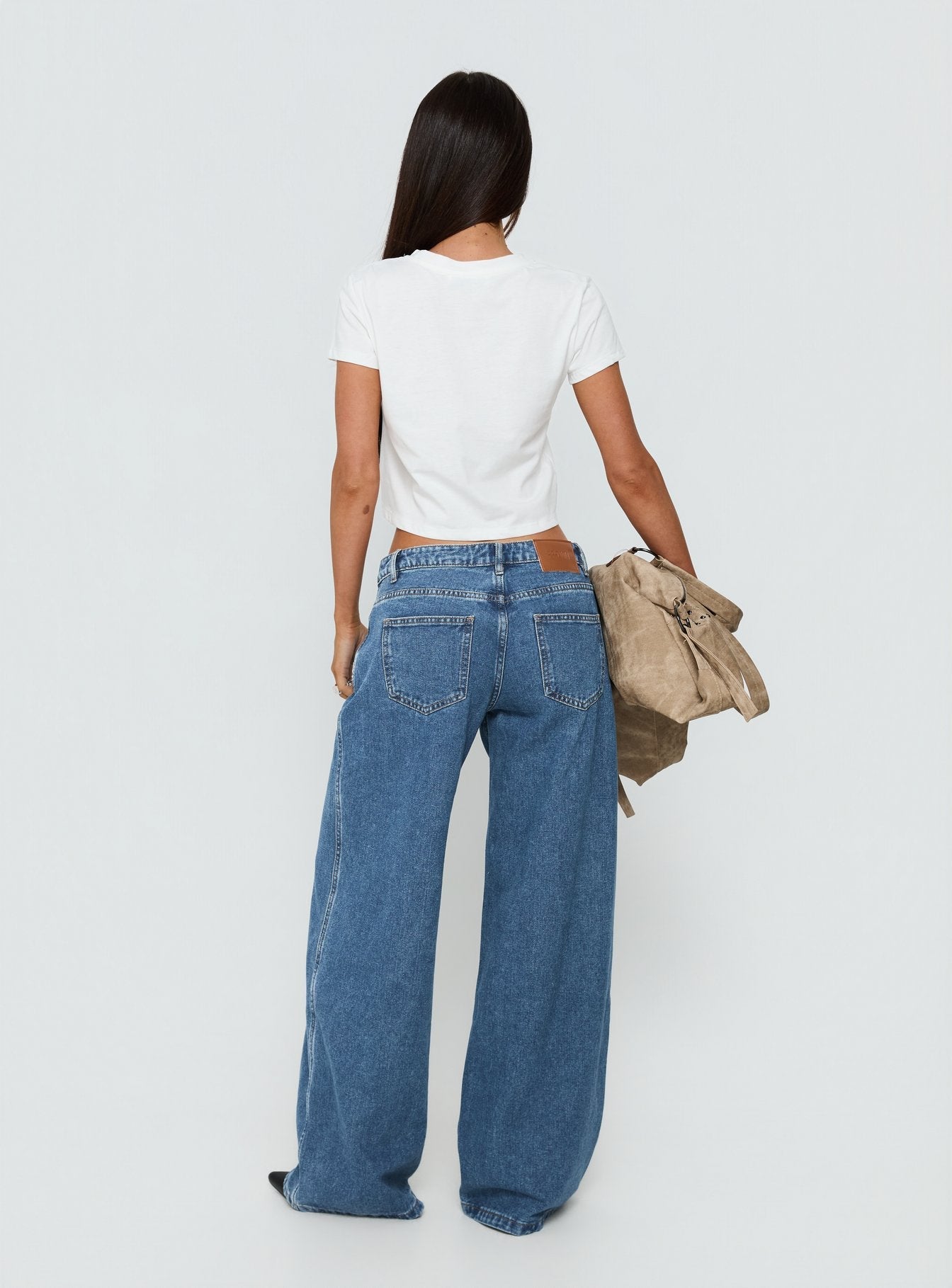 Ramos Low Rise Wide Leg Jeans Mid Blue Wash women's denim jeans by Ellevoria