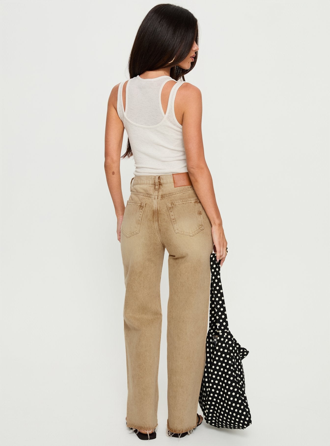 Fawcett High Rise Straight Leg Jeans Tan women's denim jeans by Ellevoria