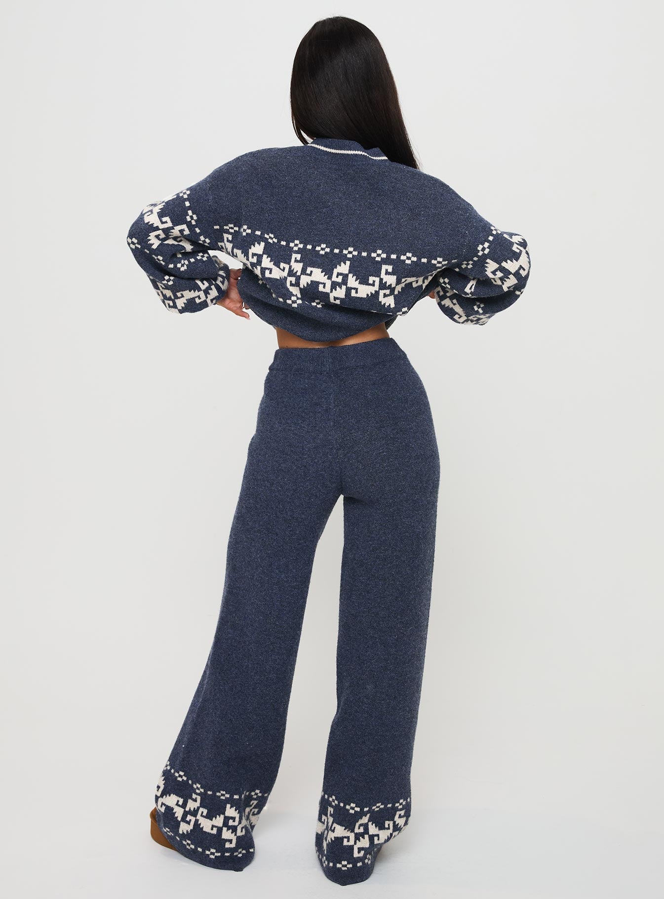 Alpine Knit Pants Navy / Cream women's pant set by Ellevoria