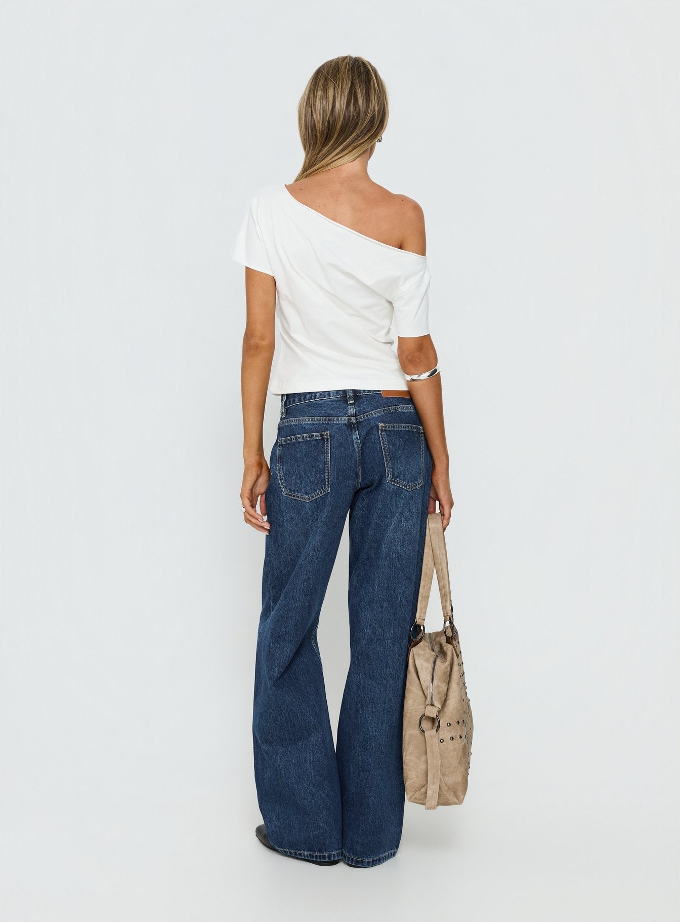 Serenitia Mid Rise Relaxed Jeans Dark Blue Wash women's denim jeans by Ellevoria