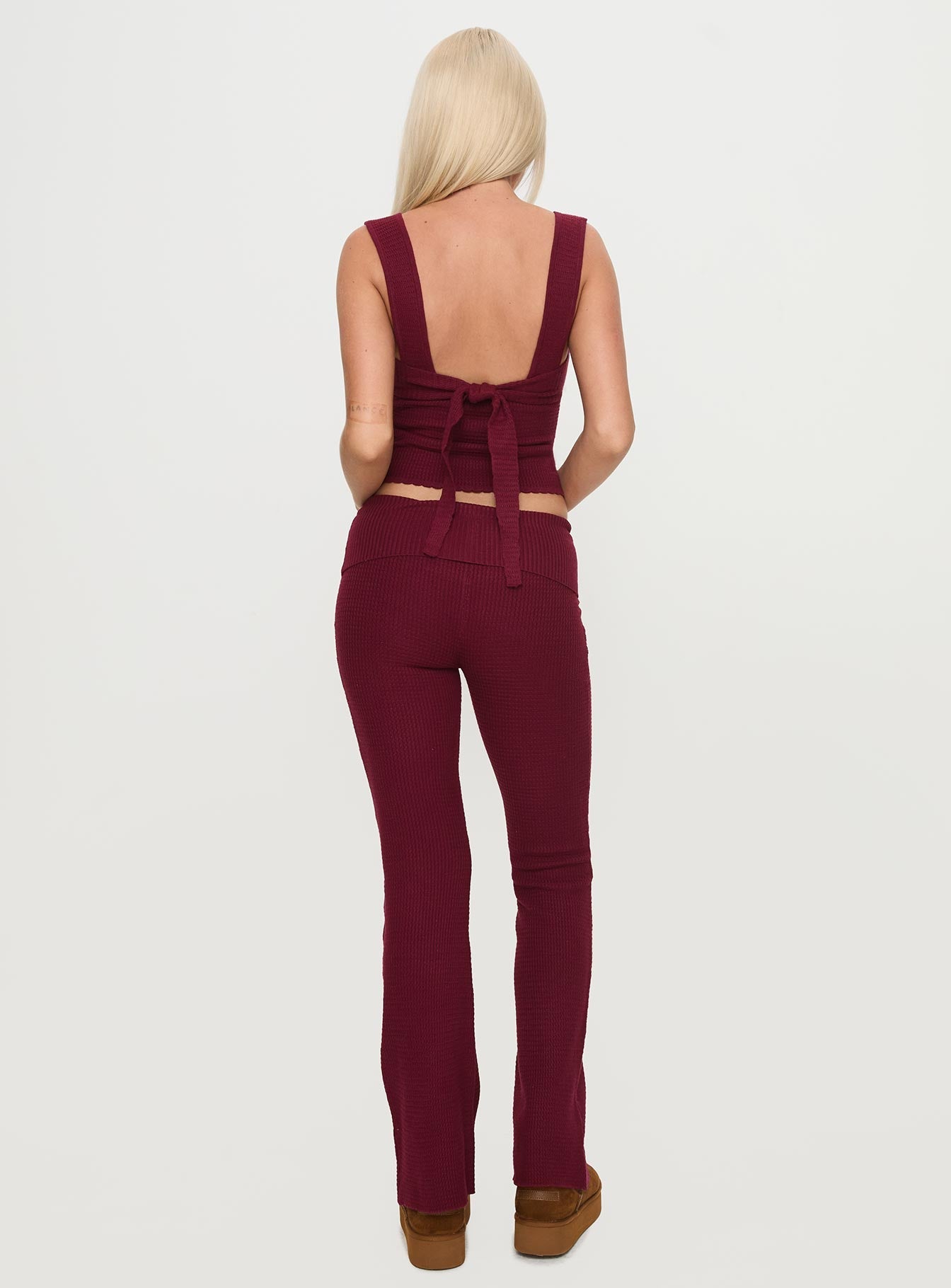 Closed Eyes Flared Pants Maroon women's pant set by Ellevoria
