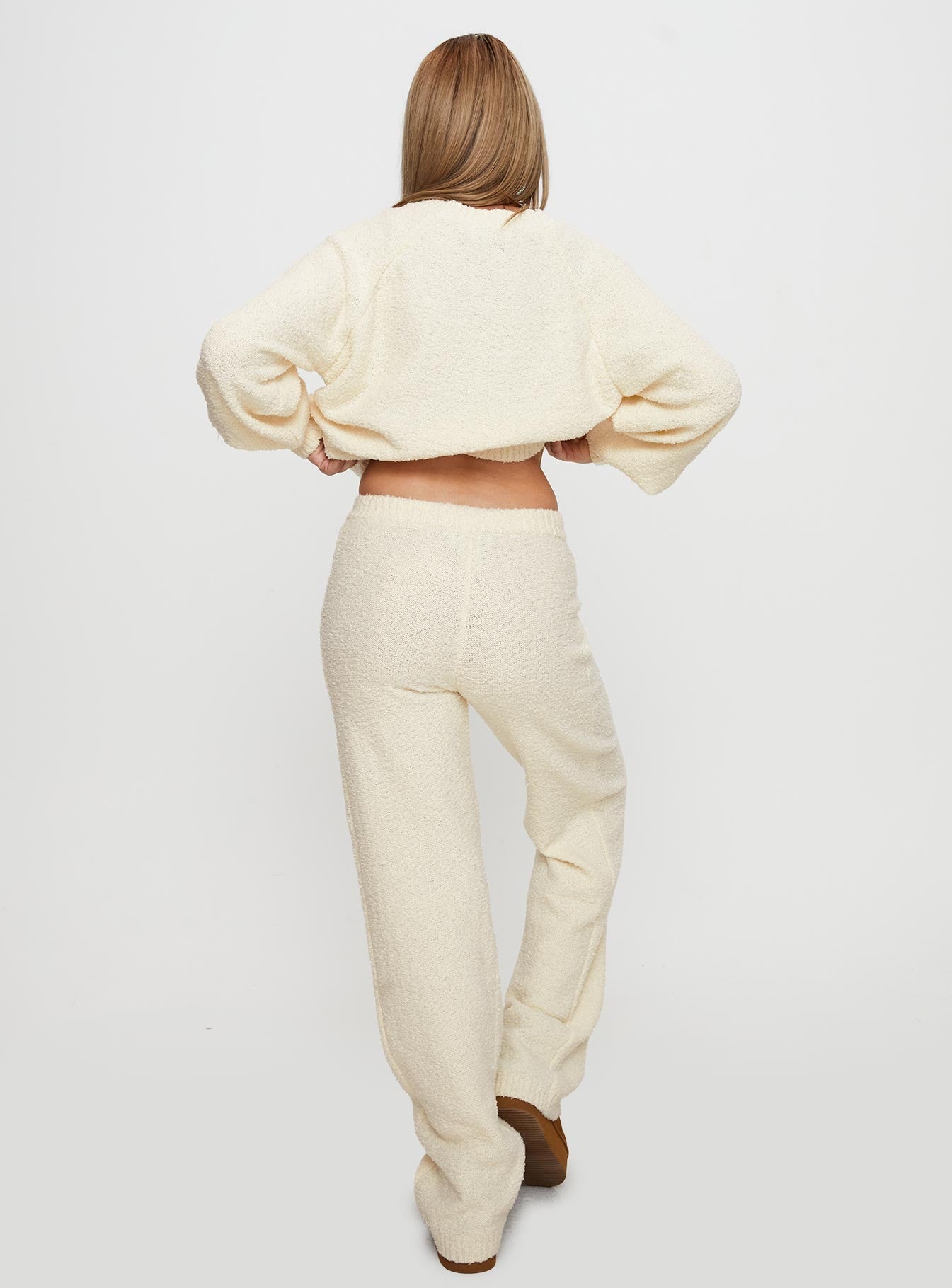 Susi Fluffy Knit Pant Ivory women's pant set by Ellevoria