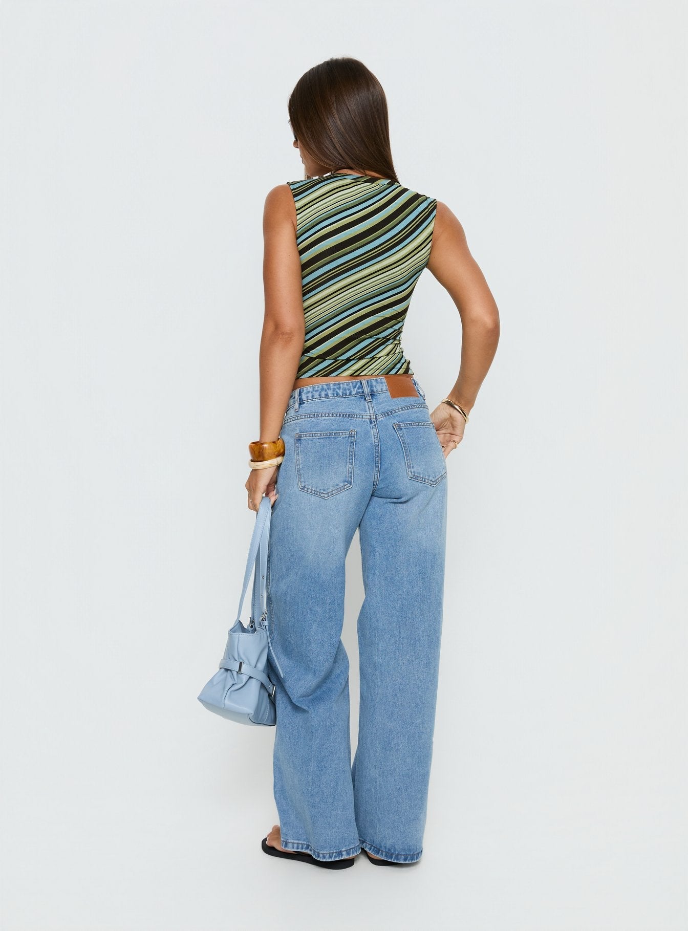 Ramos Low Rise Wide Leg Denim Jeans Bright Blue Wash women's denim jeans by Ellevoria