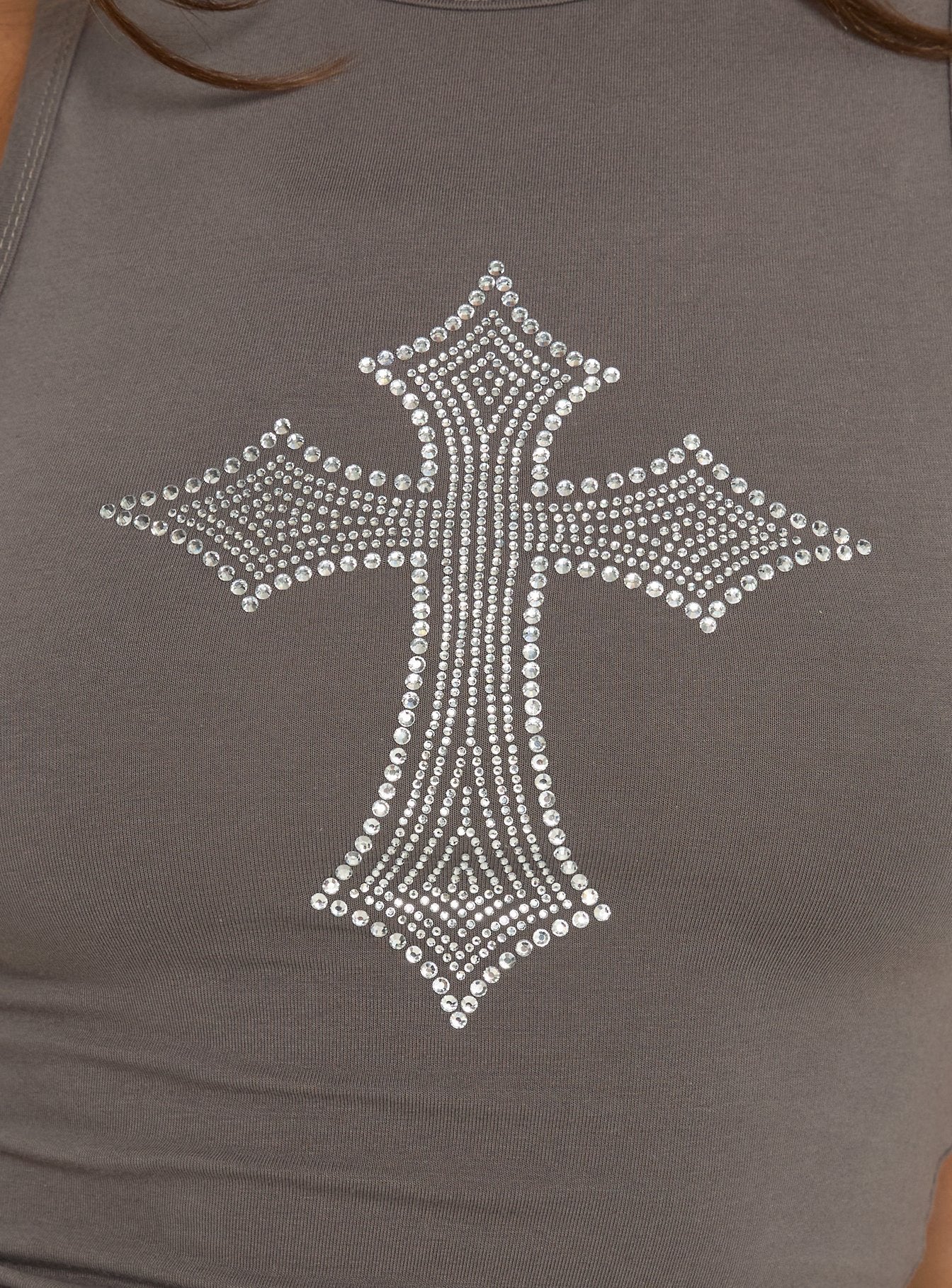 Grunge Girl Bedazzled Graphic Tank Washed Grey - women's top by Ellevoria - view 5