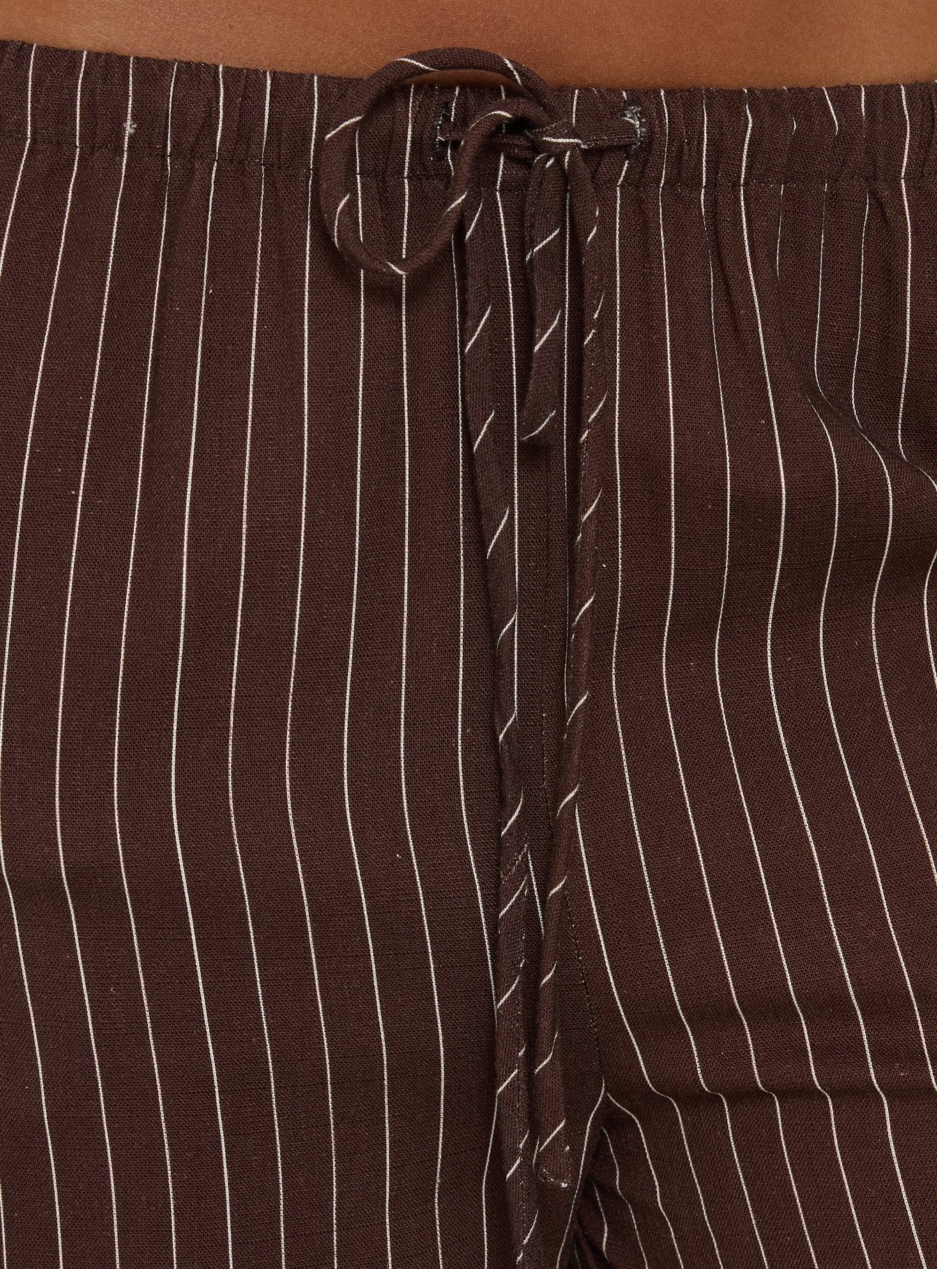 Amibella Mid Rise Wide Leg Pants Brown / Cream Stripe - loose fit women's bottoms by Ellevoria