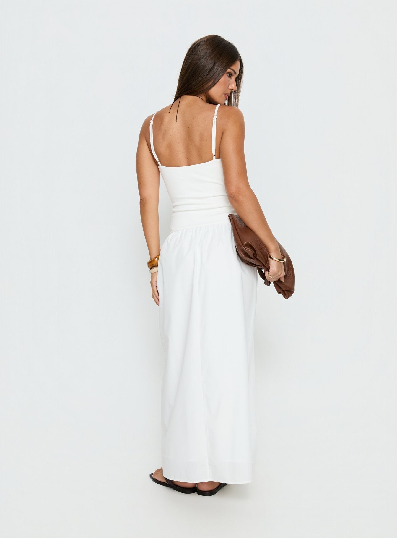 Erroll Drop Waist Knit Maxi Dress White - women's maxi dress by Ellevoria - view 5