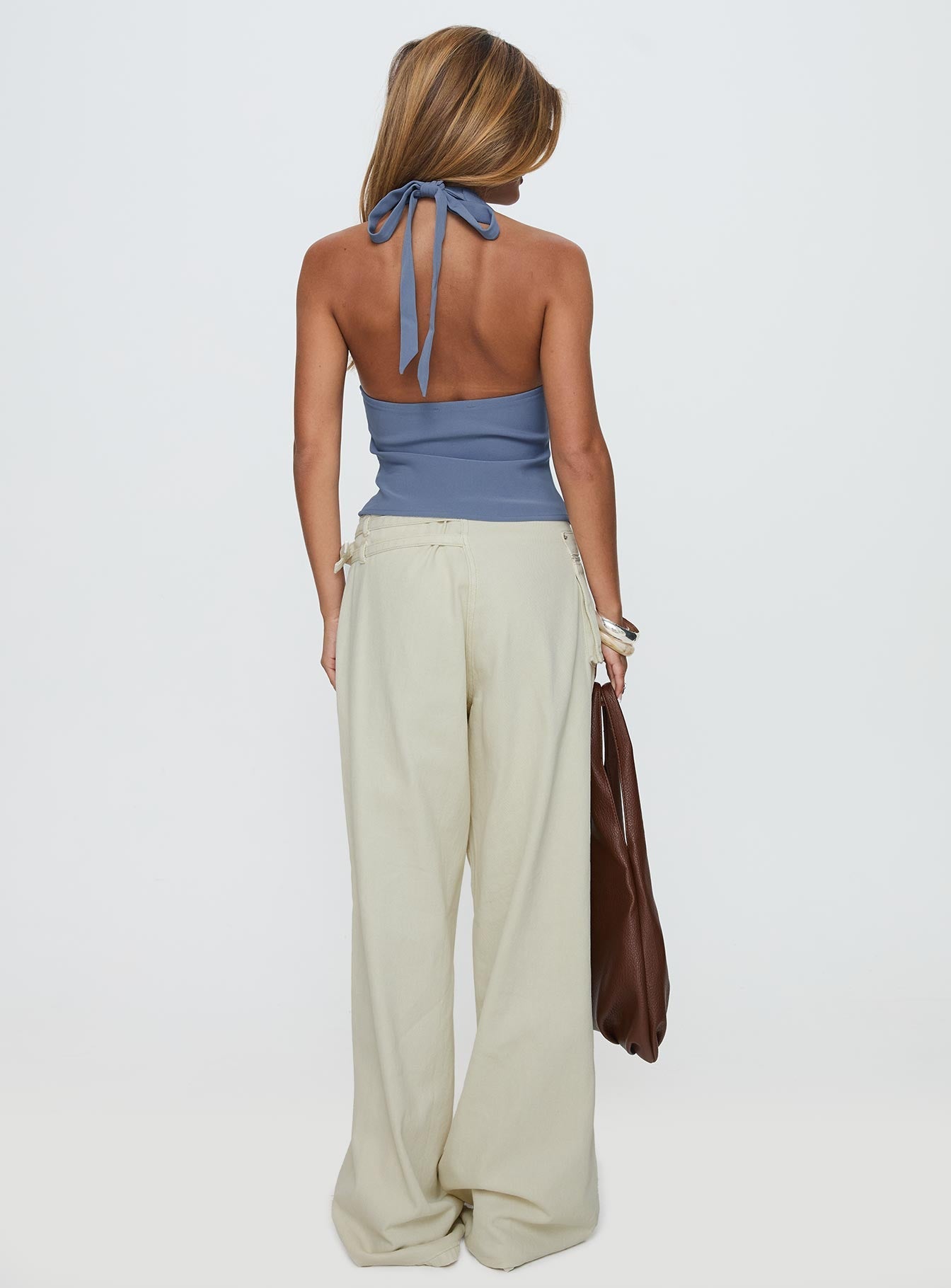 Paltrow Mid Rise Wide Leg Cargo Jeans Cream women's denim jeans by Ellevoria