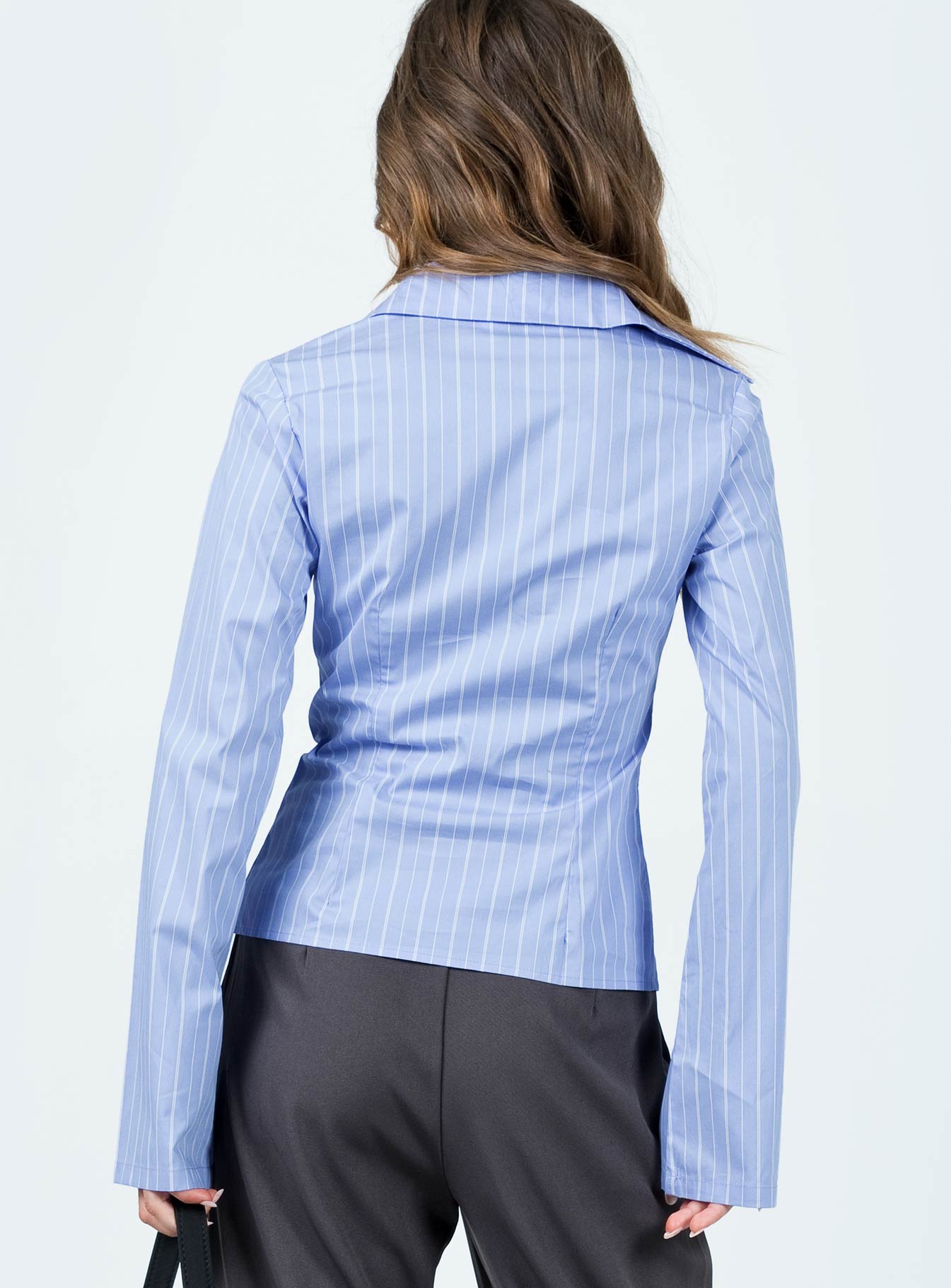 Anni Pinstripe Shirt Blue - women's shirt by Ellevoria - view 5