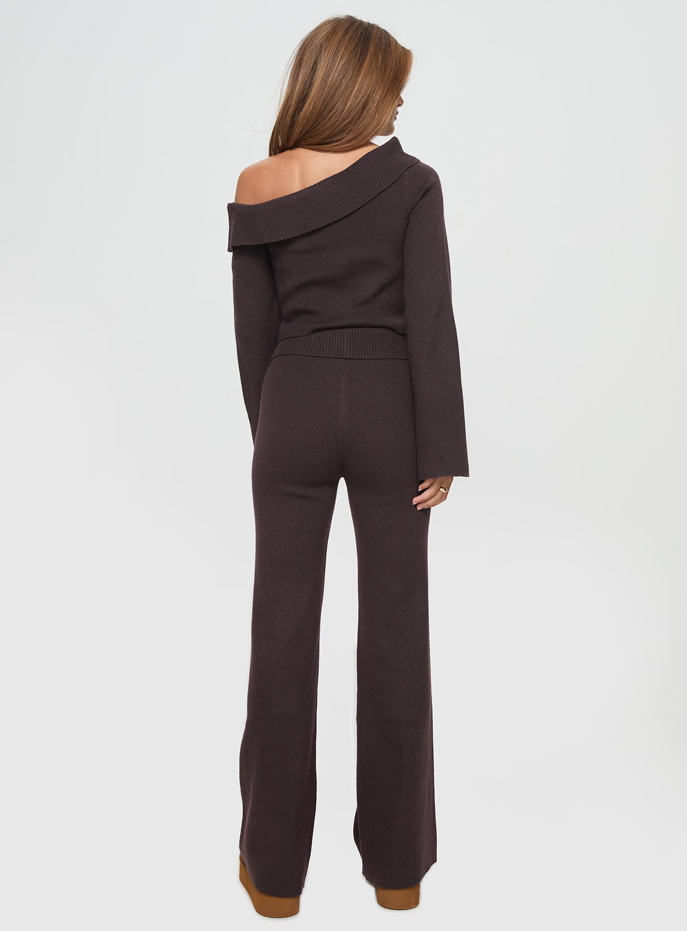 Try Me Knit Pants Chocolate women's pant set by Ellevoria
