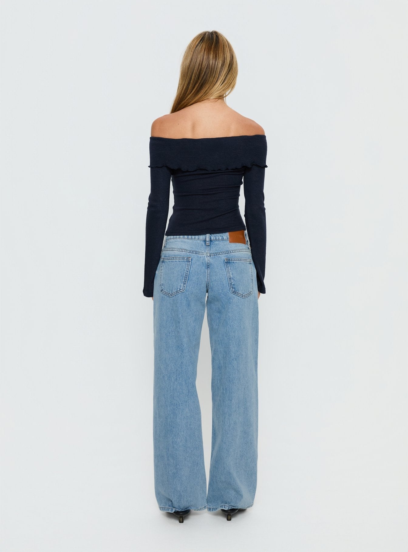 Ellanor Low Rise Slouch Denim Jean Washed Mid Blue Wash women's denim jeans by Ellevoria