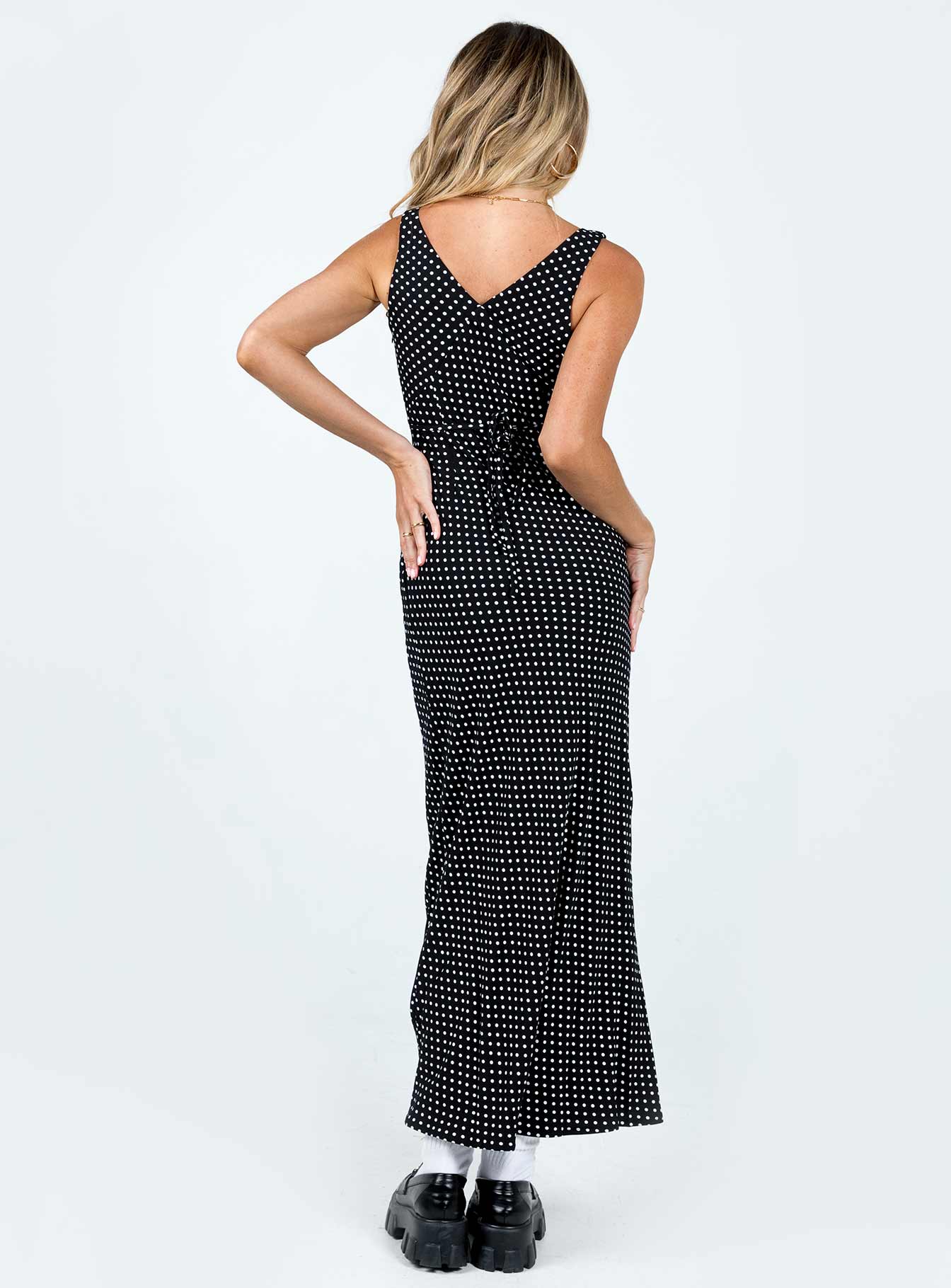 Nellie Maxi Dress Black Polka Dot - women's maxi dress by Ellevoria - view 5