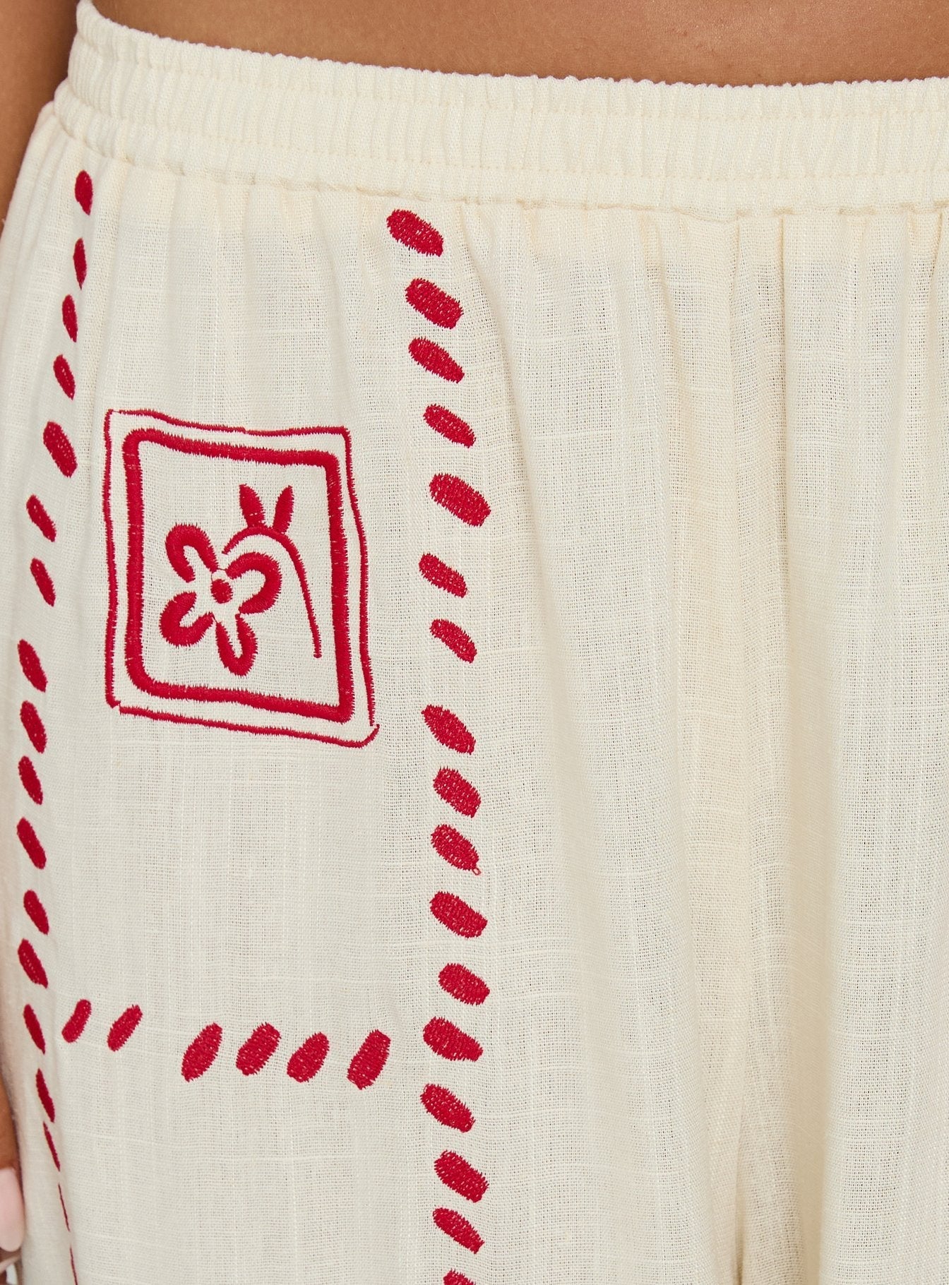 Grazia Pants Cream / Red women's pant set by Ellevoria