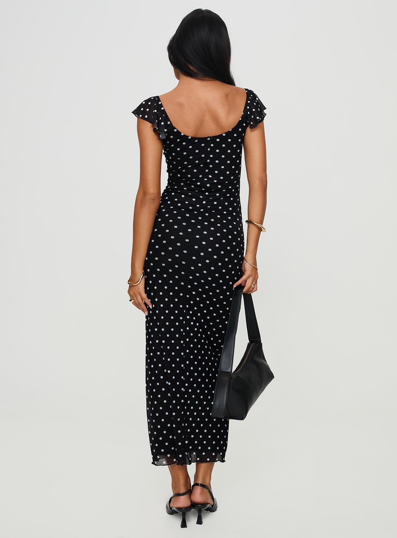 Sandberg Maxi Dress Black Polka Dot - women's maxi dress by Ellevoria - view 5