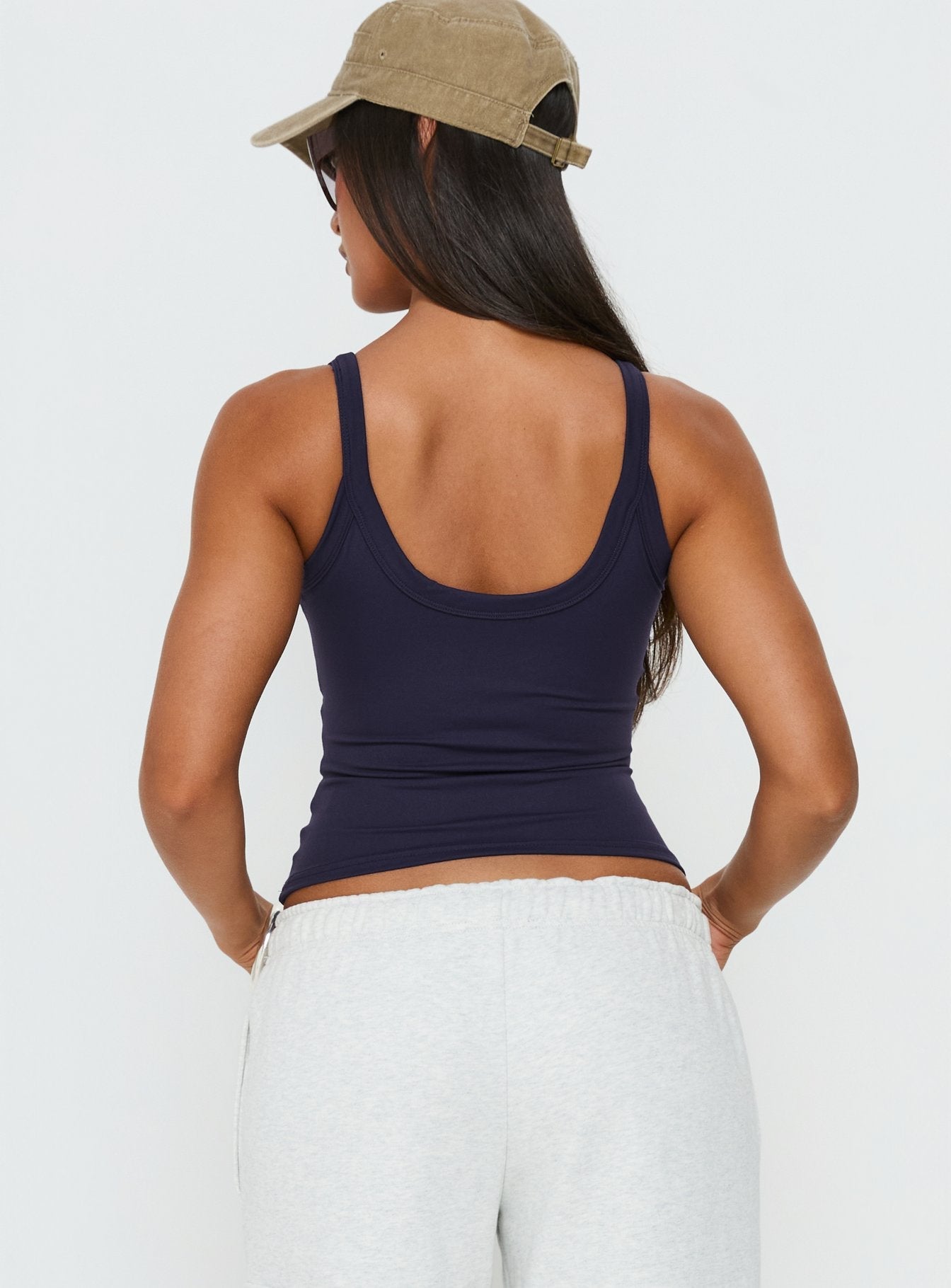 Kasper Cinched Longline Tank Top Navy - women's top by Ellevoria - view 5
