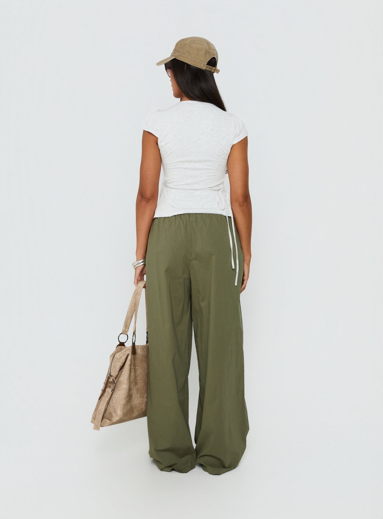 Lunea Concealed Waistband Pants Khaki - loose fit women's bottoms by Ellevoria