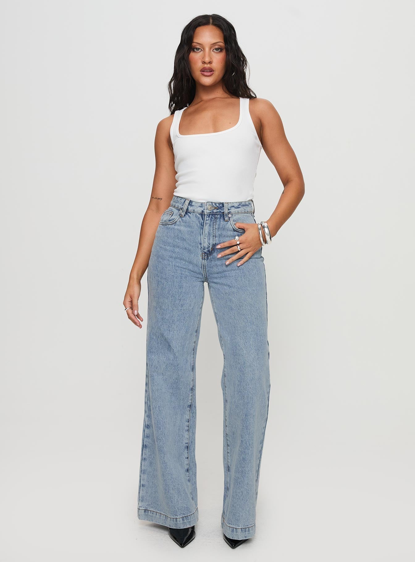 Goldie High Rise Wide Leg Jeans Light Wash women's denim jeans by Ellevoria