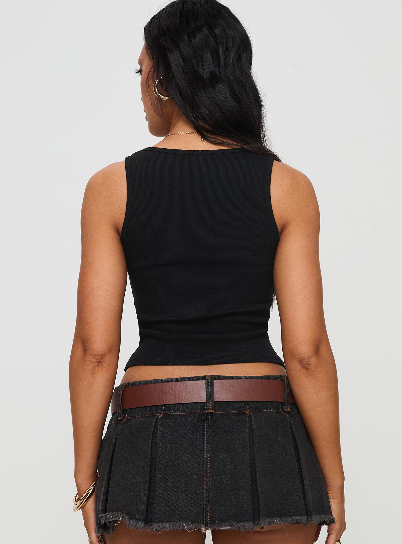 Baseline Square Neck Rib Tank Top Black - women's top by Ellevoria - view 5