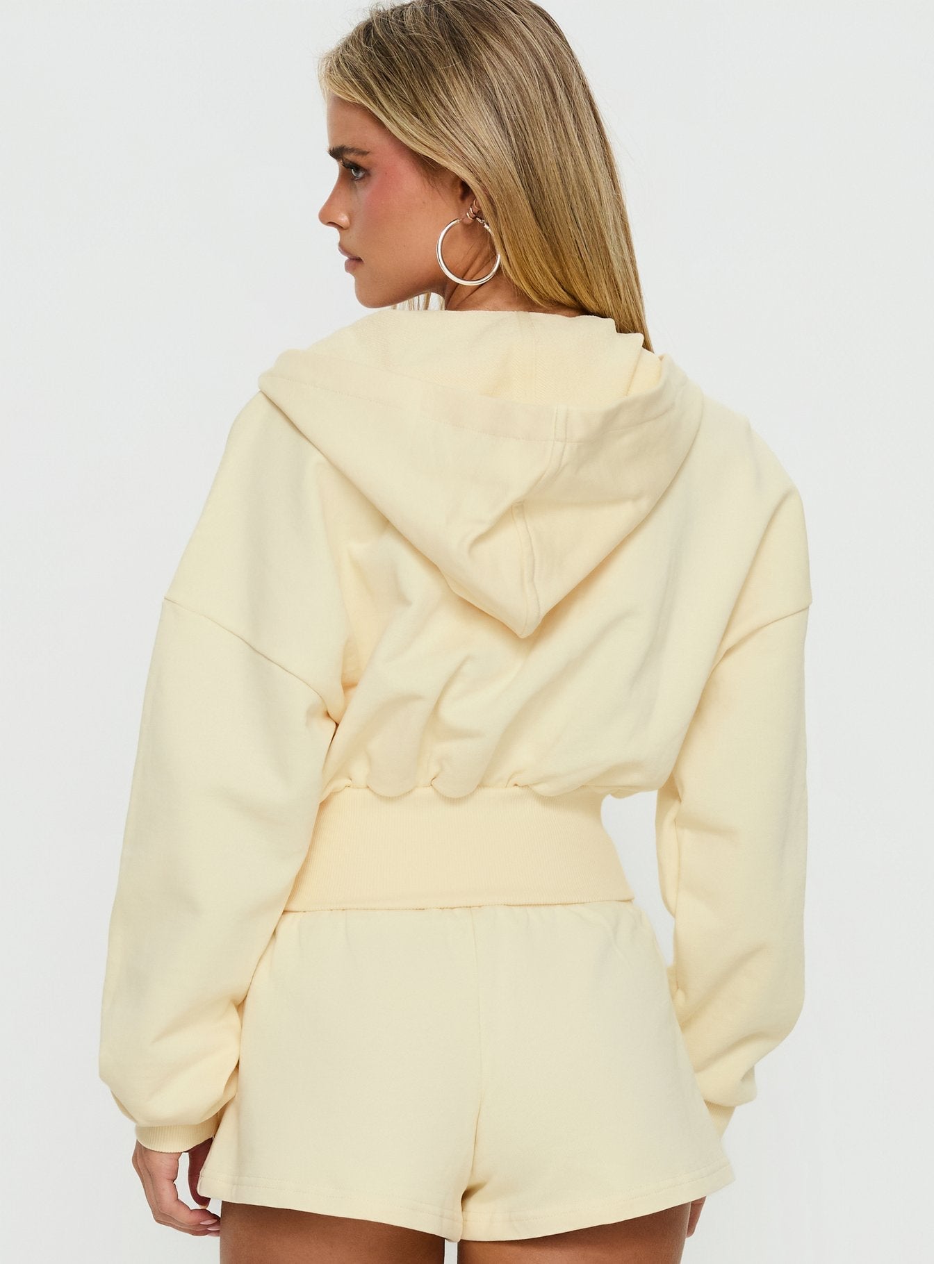 Daytime Cropped Blouson Hoodie Buttercream women's sweater by Ellevoria