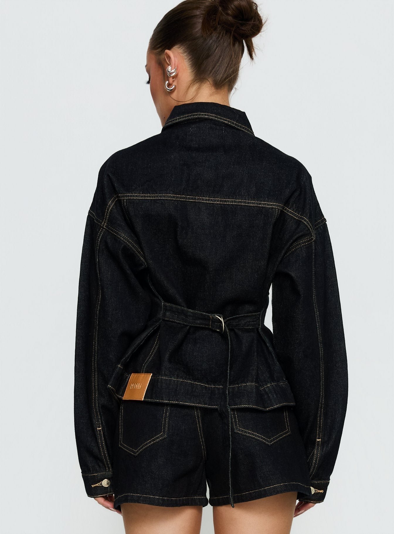 Caresse Cinched Denim Jacket Raw Denim women's jacket by Ellevoria