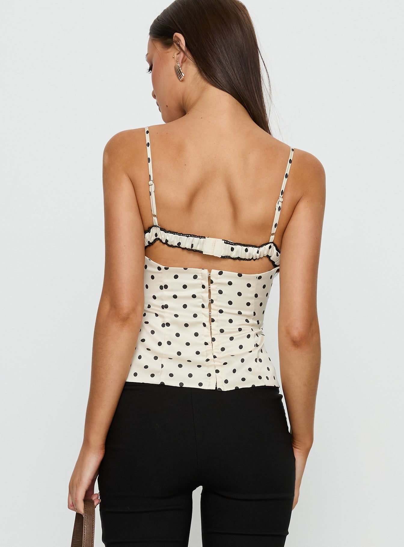 Renaissance Corset Lace Top White Polka Dot - women's top by Ellevoria - view 5