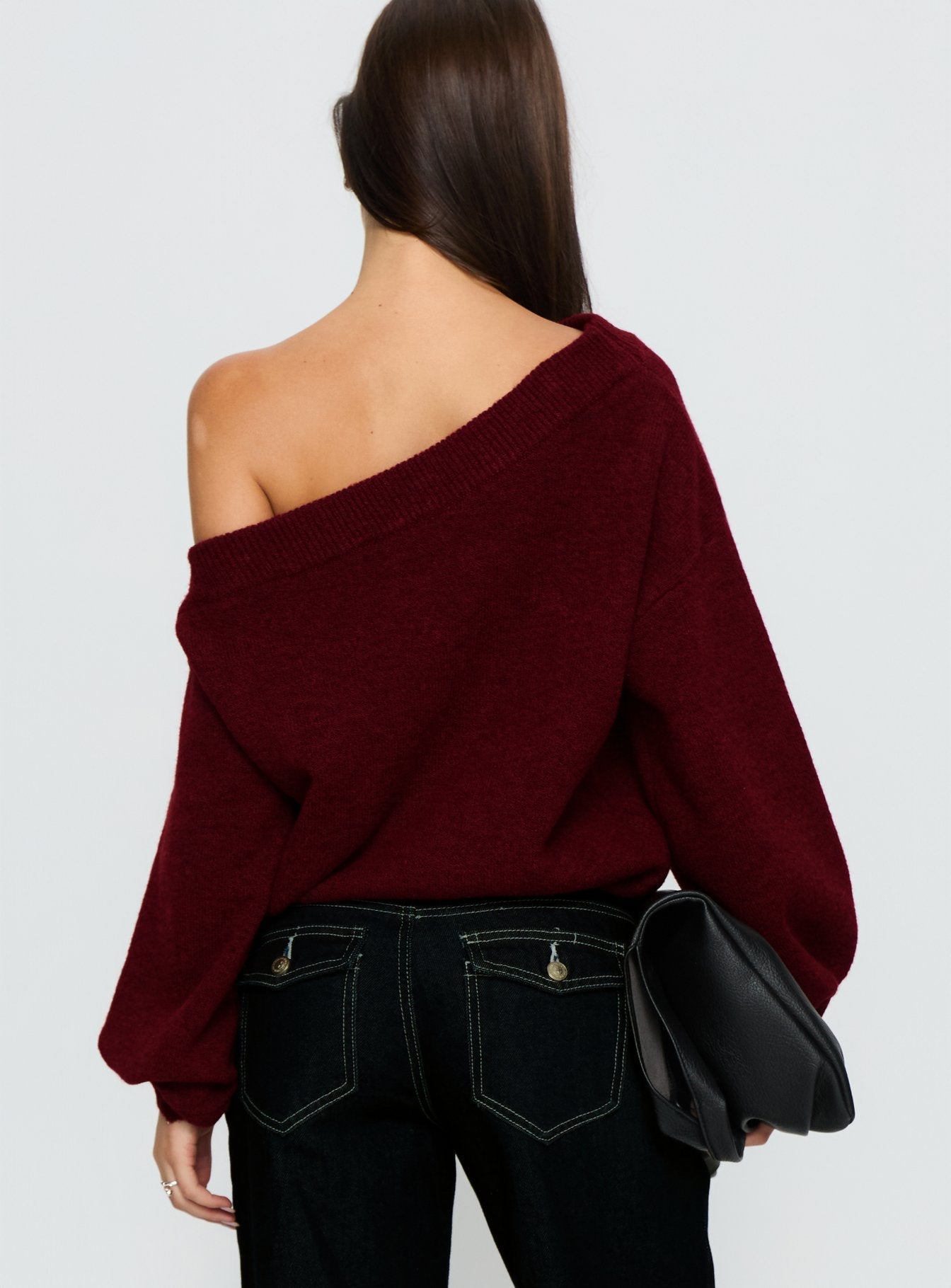 Noble Off The Shoulder Sweater Red women's sweater by Ellevoria