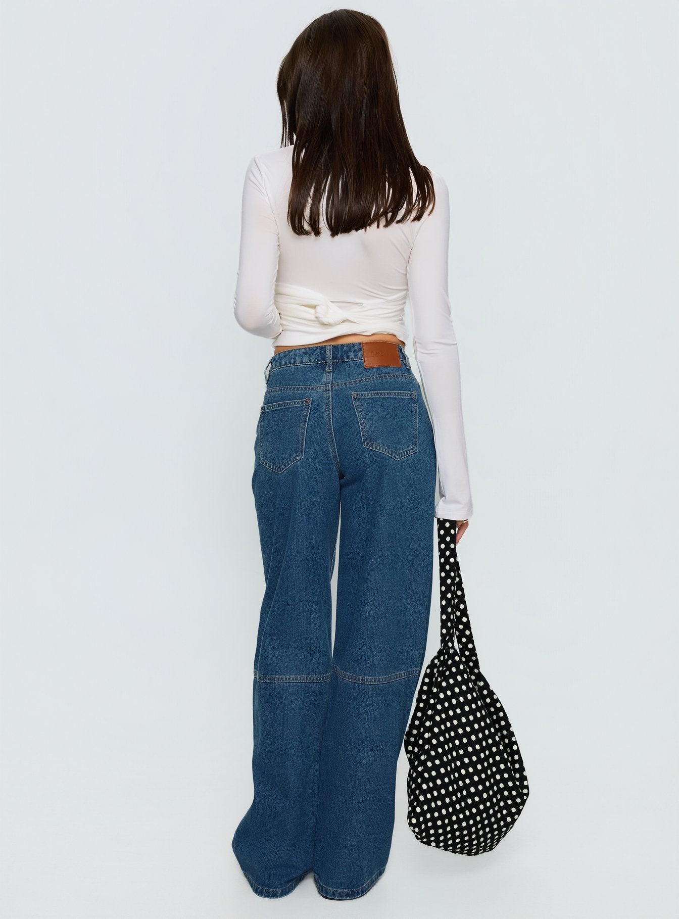 Lando Low Rise Straight Leg Jeans Mid Blue Wash women's denim jeans by Ellevoria
