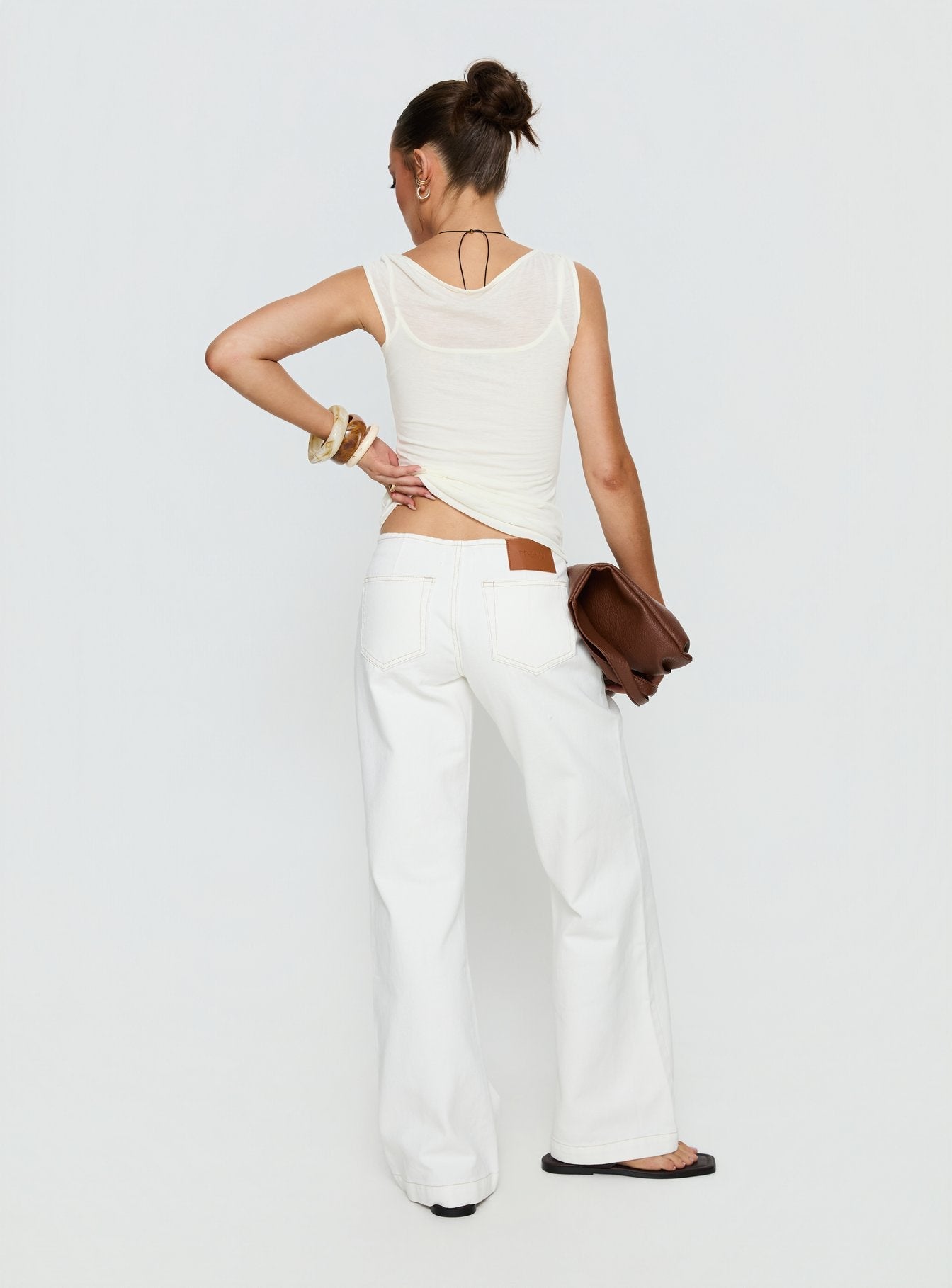 Buenos No Waist Low Rise Straight Leg Jeans White women's denim jeans by Ellevoria