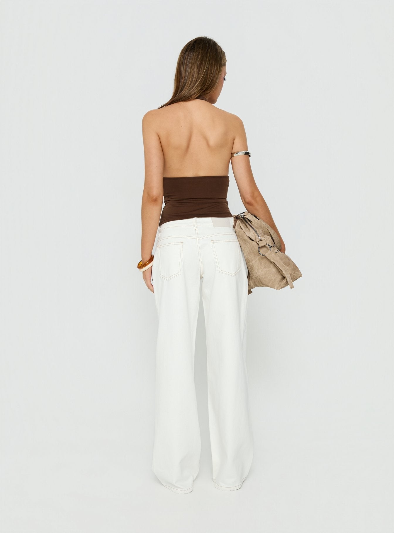 Tidal Wave Low Rise Straight Leg Jeans Cream women's denim jeans by Ellevoria