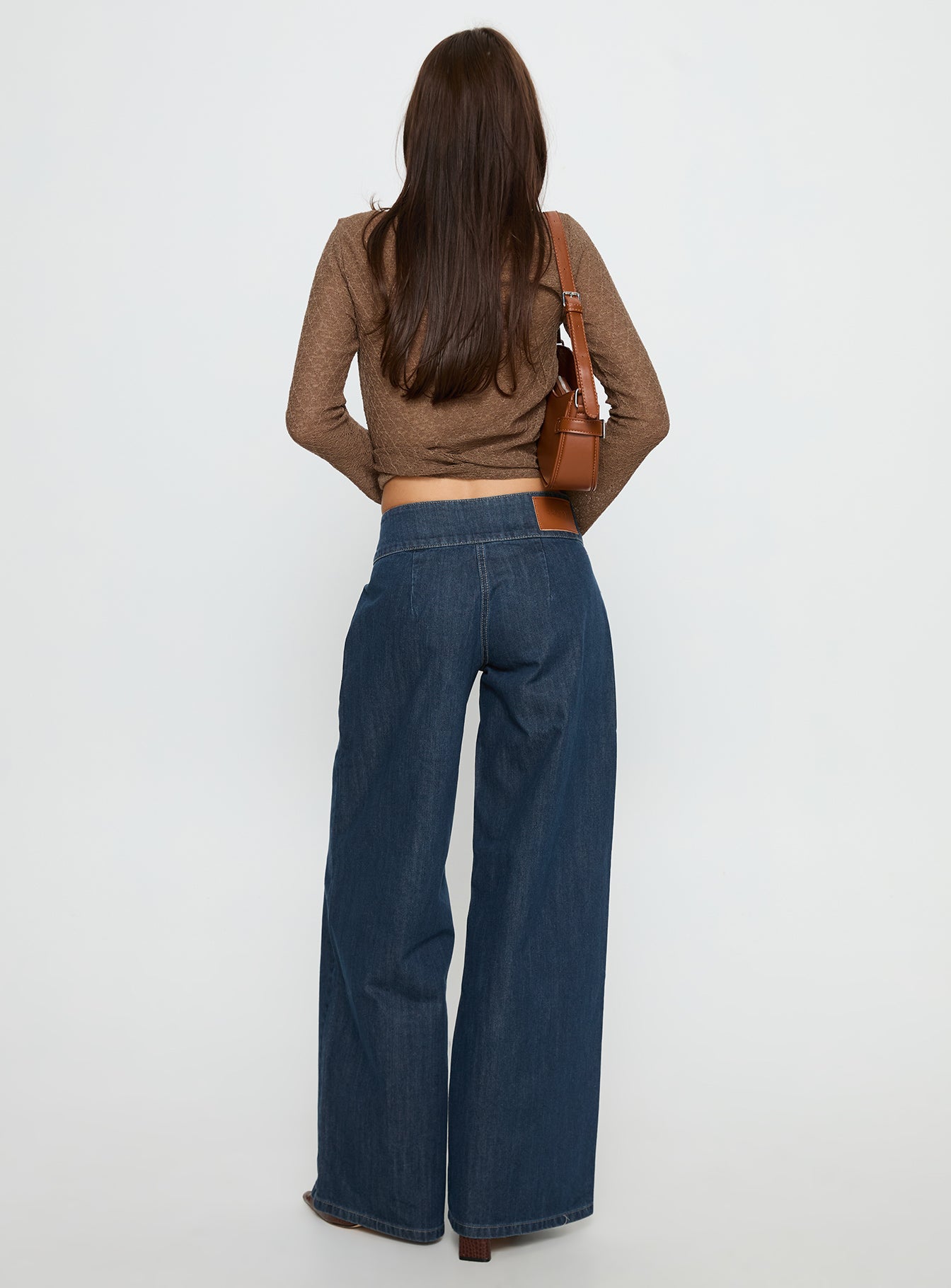 Unwritten Mid Rise Wide Leg Jeans Dark Blue Wash women's denim jeans by Ellevoria