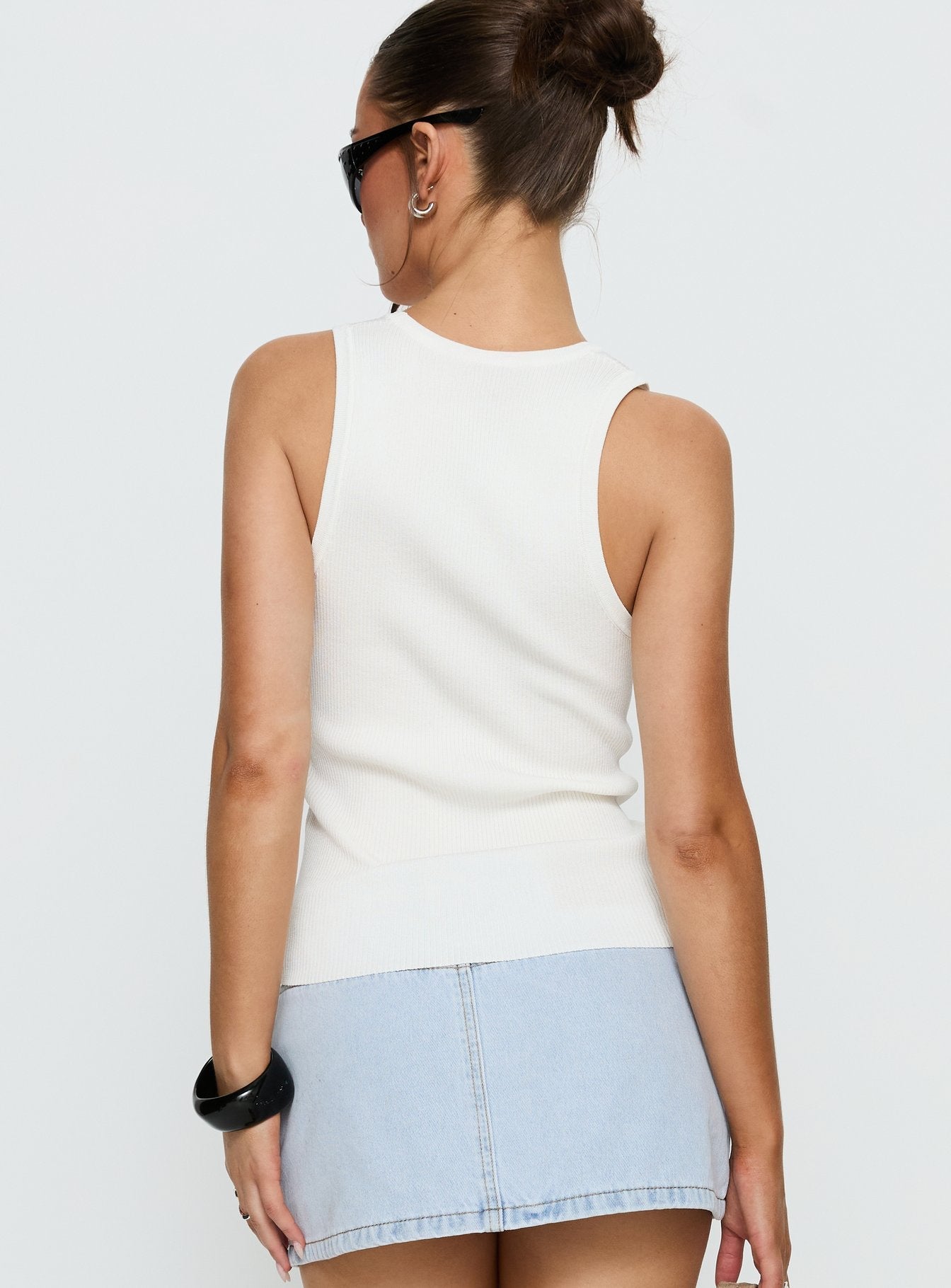 Kyrella Longline Tank Top White - women's top by Ellevoria - view 5