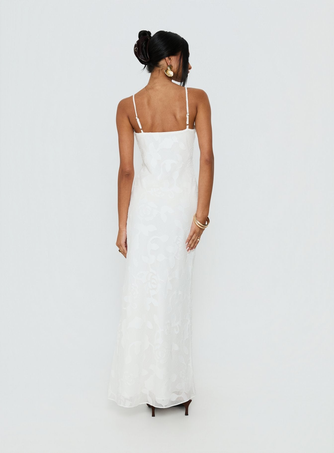 Avienna Maxi Dress White Burnout - women's maxi dress by Ellevoria - view 5