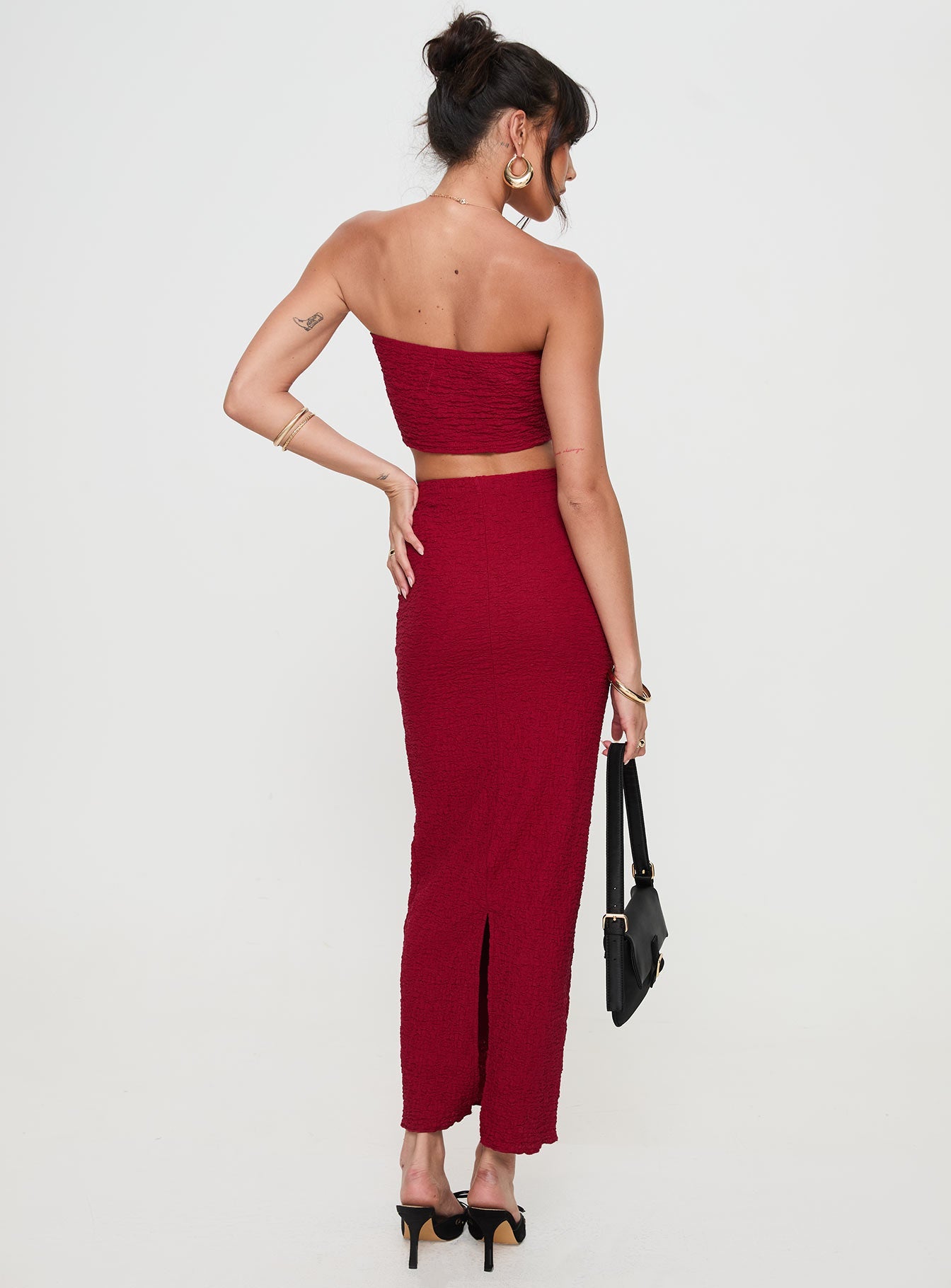 Martha Set Burgundy women's skirt set by Ellevoria