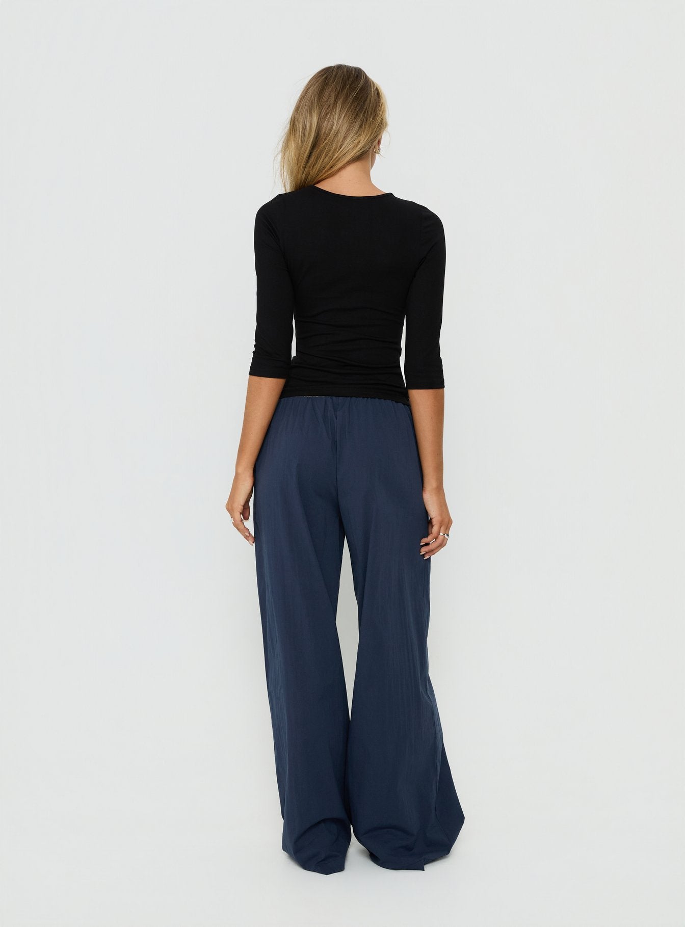 Lunea Concealed Waistband Pants Navy - loose fit women's bottoms by Ellevoria